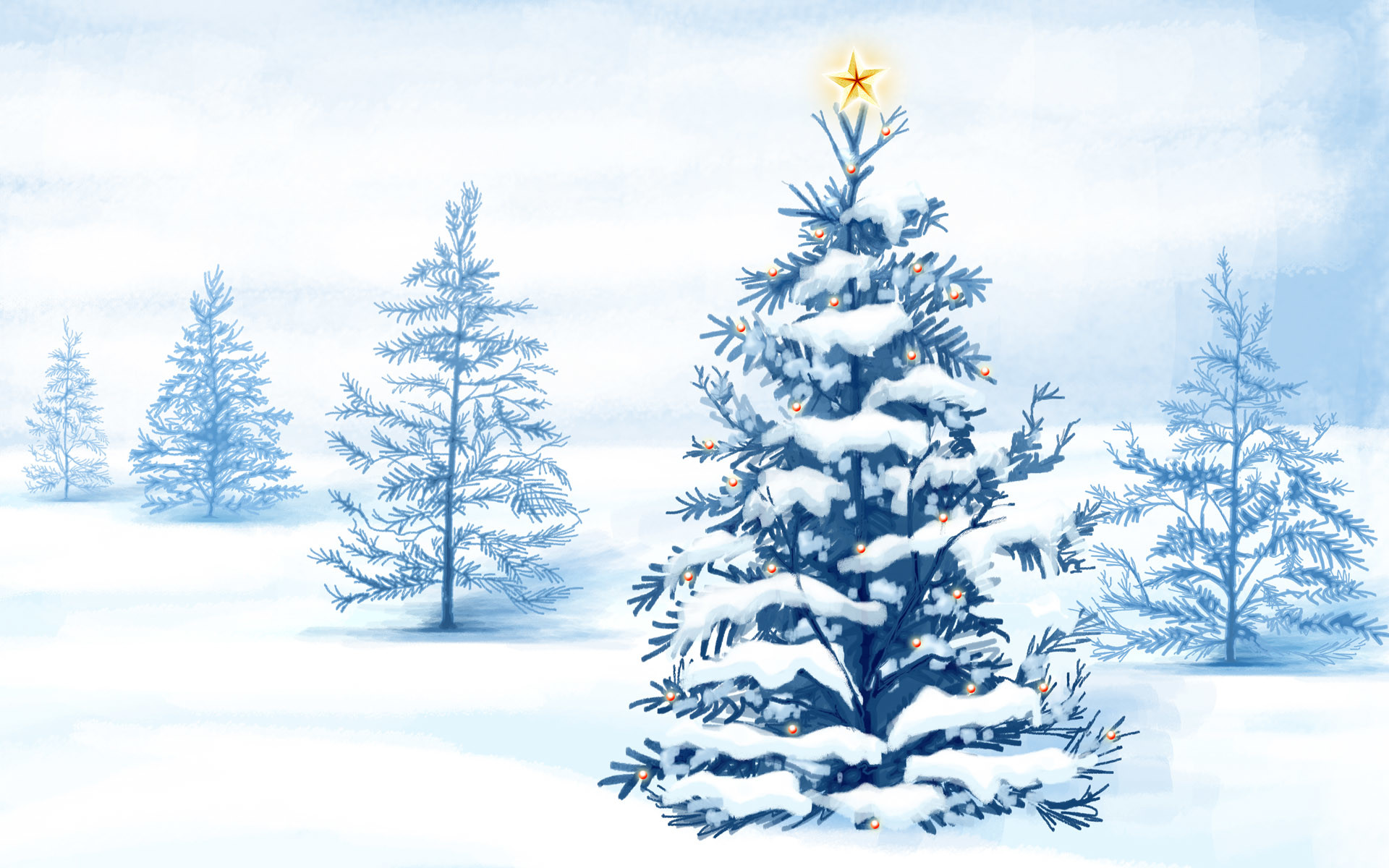 1920x1200 Christmas Snow Trees