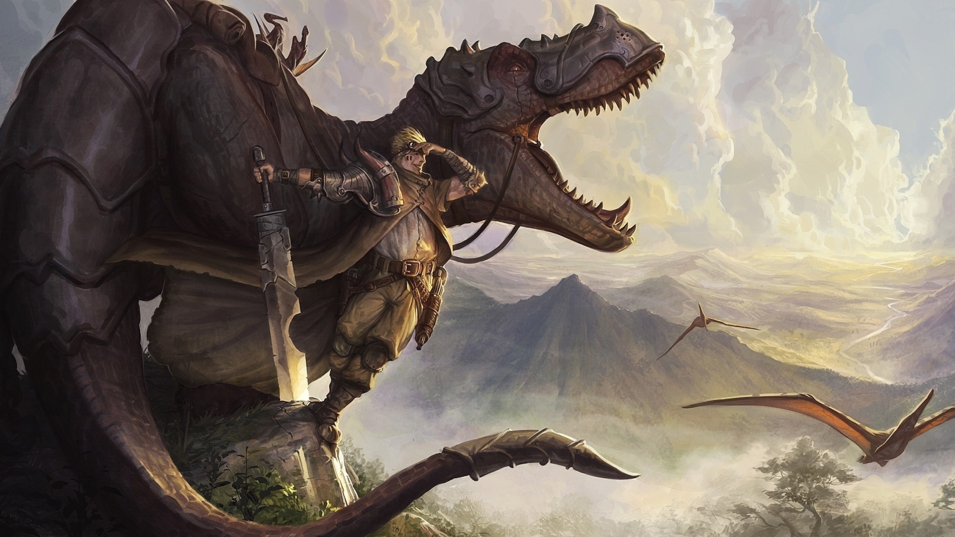 1920x1080 dinosaurs, Weapon, Fantasy Art Wallpapers HD / Desktop and .