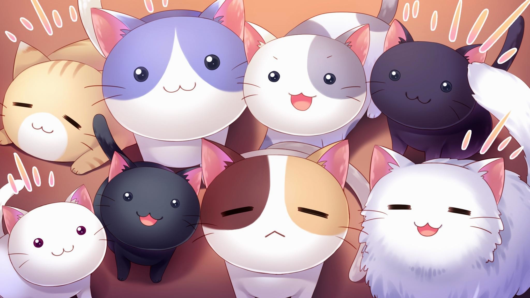 2048x1152 wallpaper.wiki-Cute-Anime-Cat-Background-HQ-PIC-
