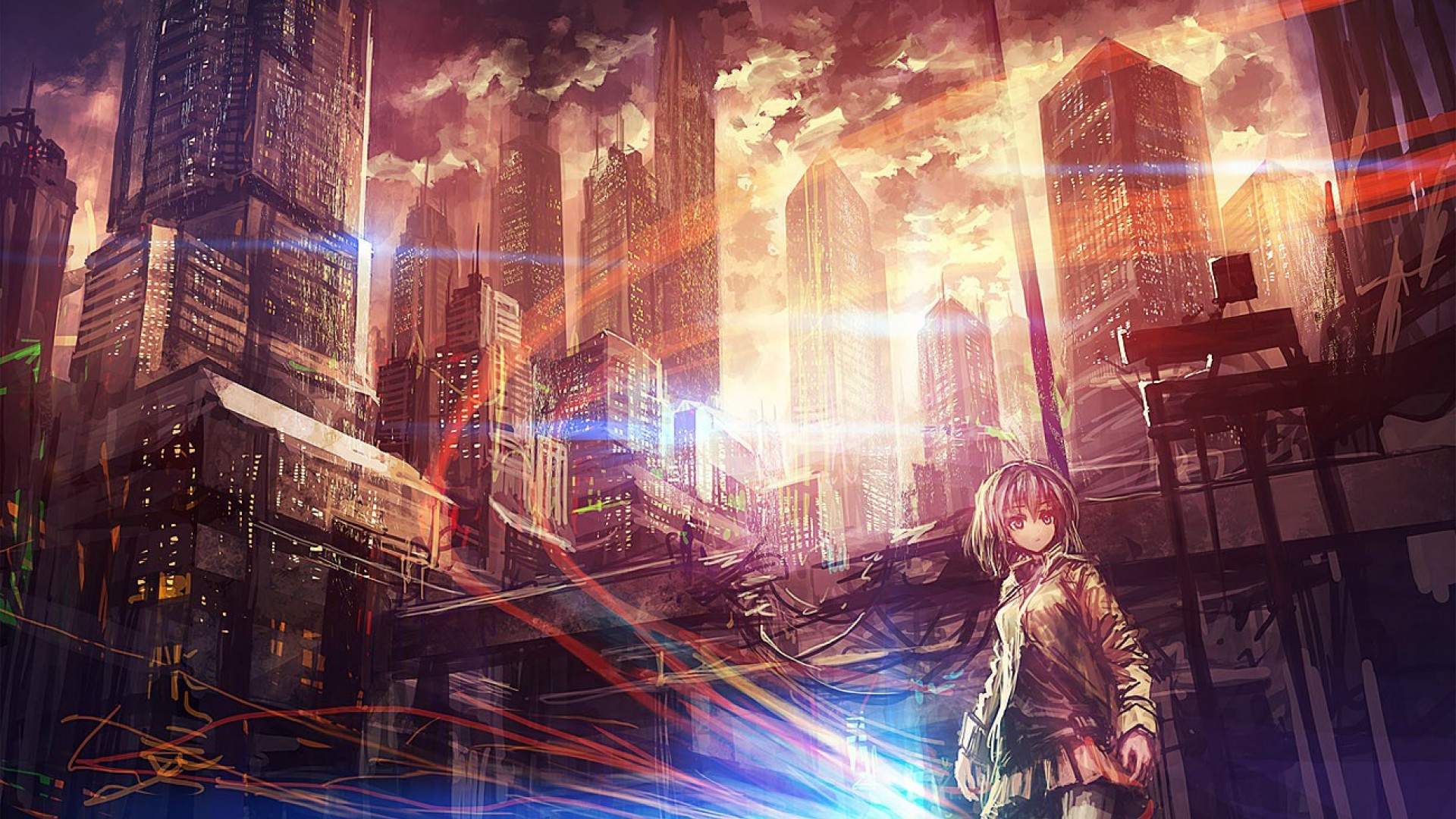 1920x1080 ...  Anime City Scenery Wallpapers Background with High Definition