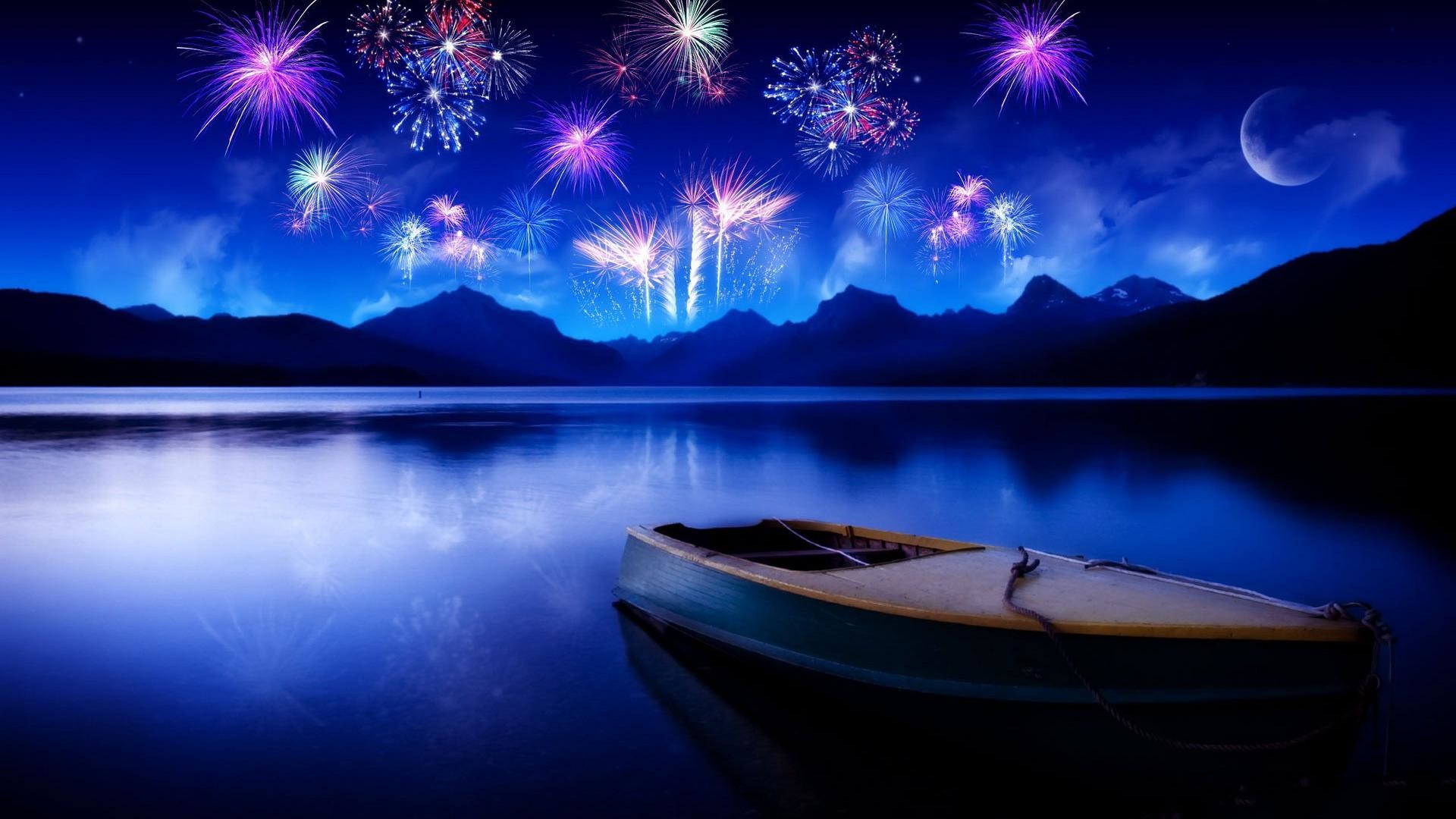 1920x1080  Cool Bright twilight fireworks lake desktop backgrounds wide  wallpapers:1280x800,1440x900,1680x1050