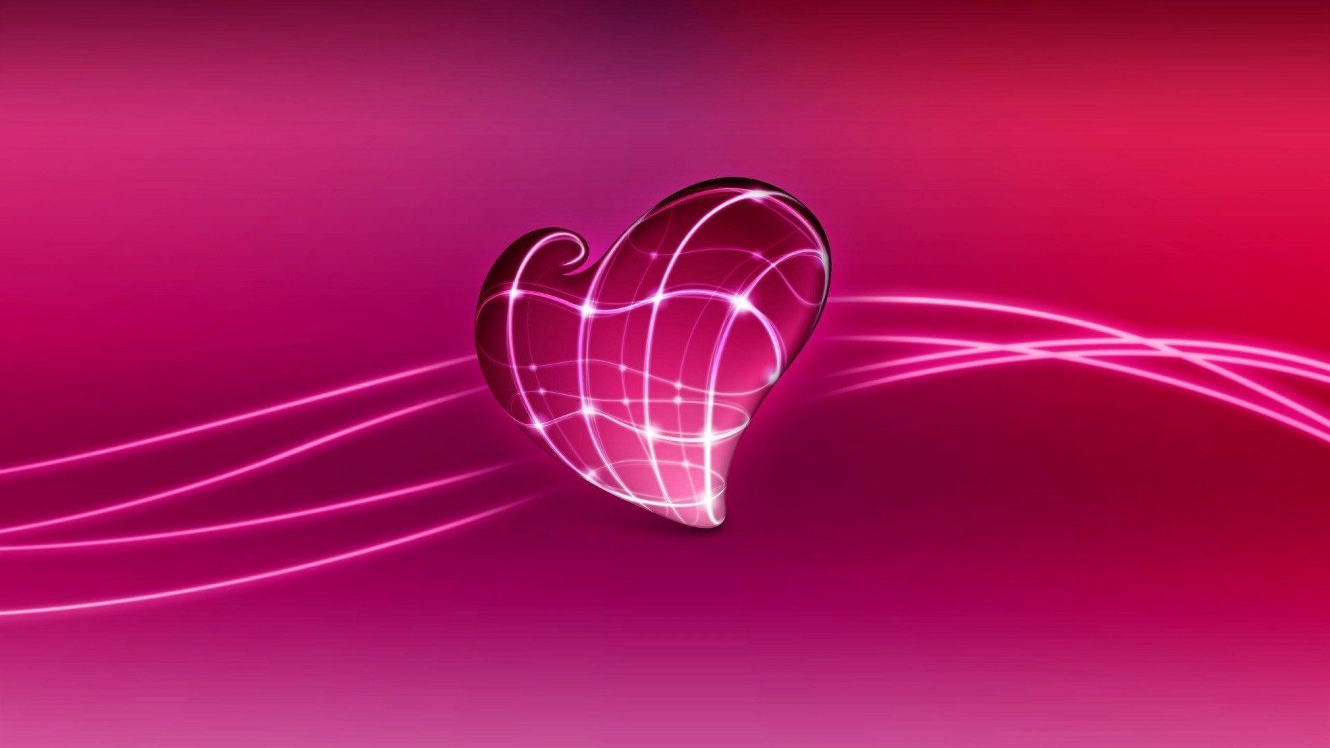 1920x1080 3D Love Heart Pink I Love You wallpaper