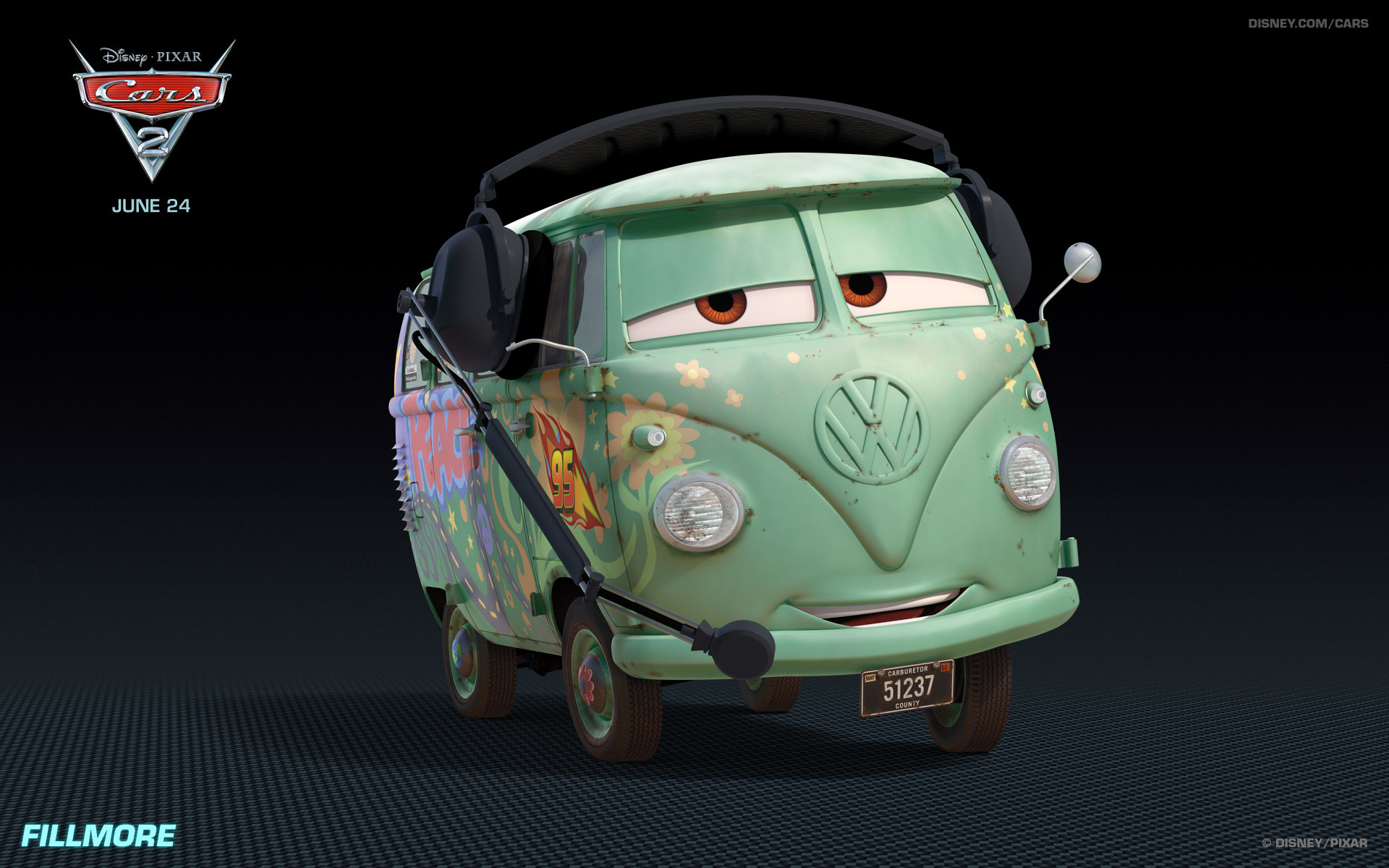 1920x1200 Fillmore the Hippy Car from Disney's Cars 2 HD wallpaper - Click picture  for high resolution HD wallpaper