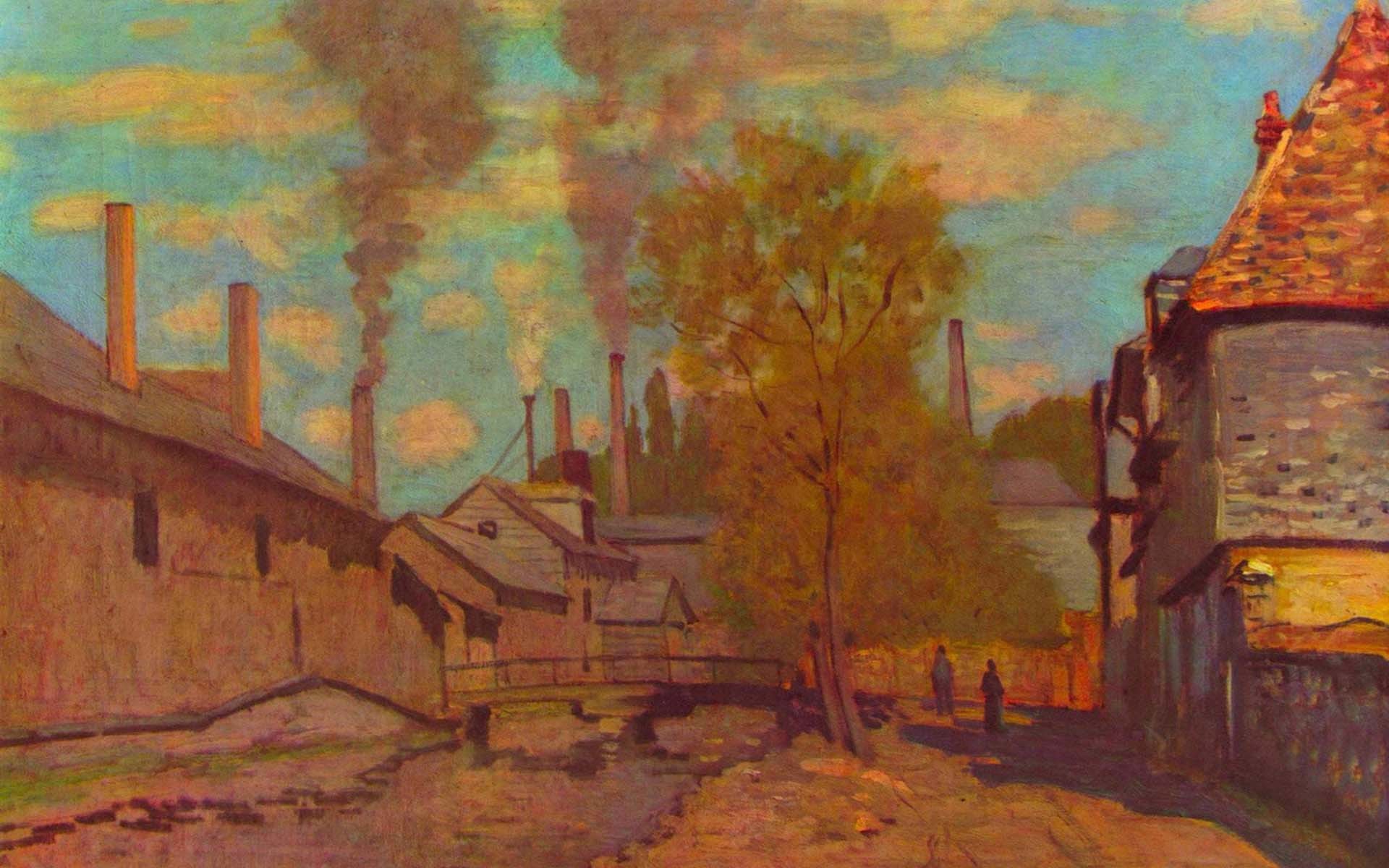 1920x1200 Painting Claude Monet - City street