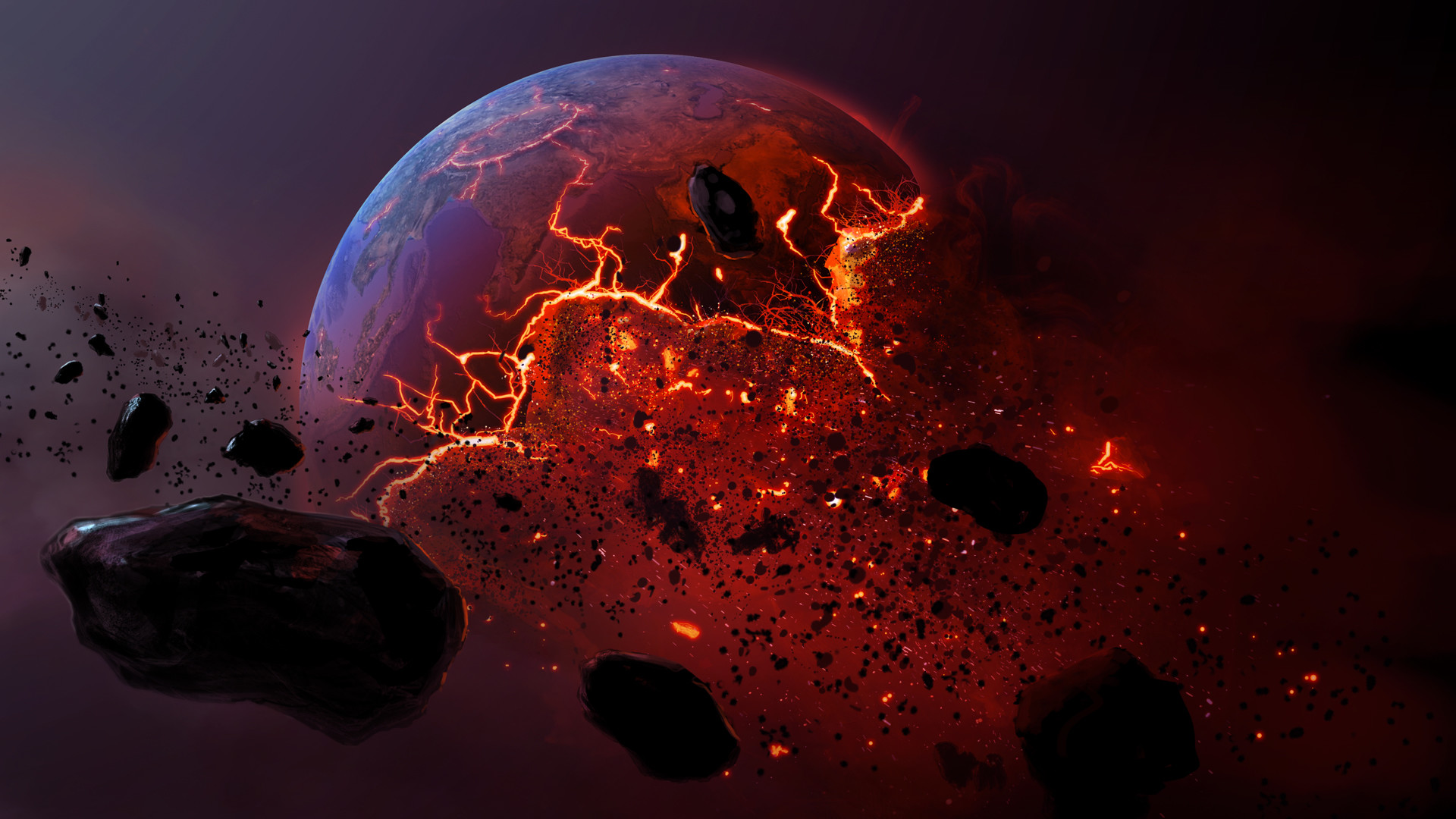 1920x1080 Download now full hd wallpaper habitable planet burn cataclysm asteroid ...