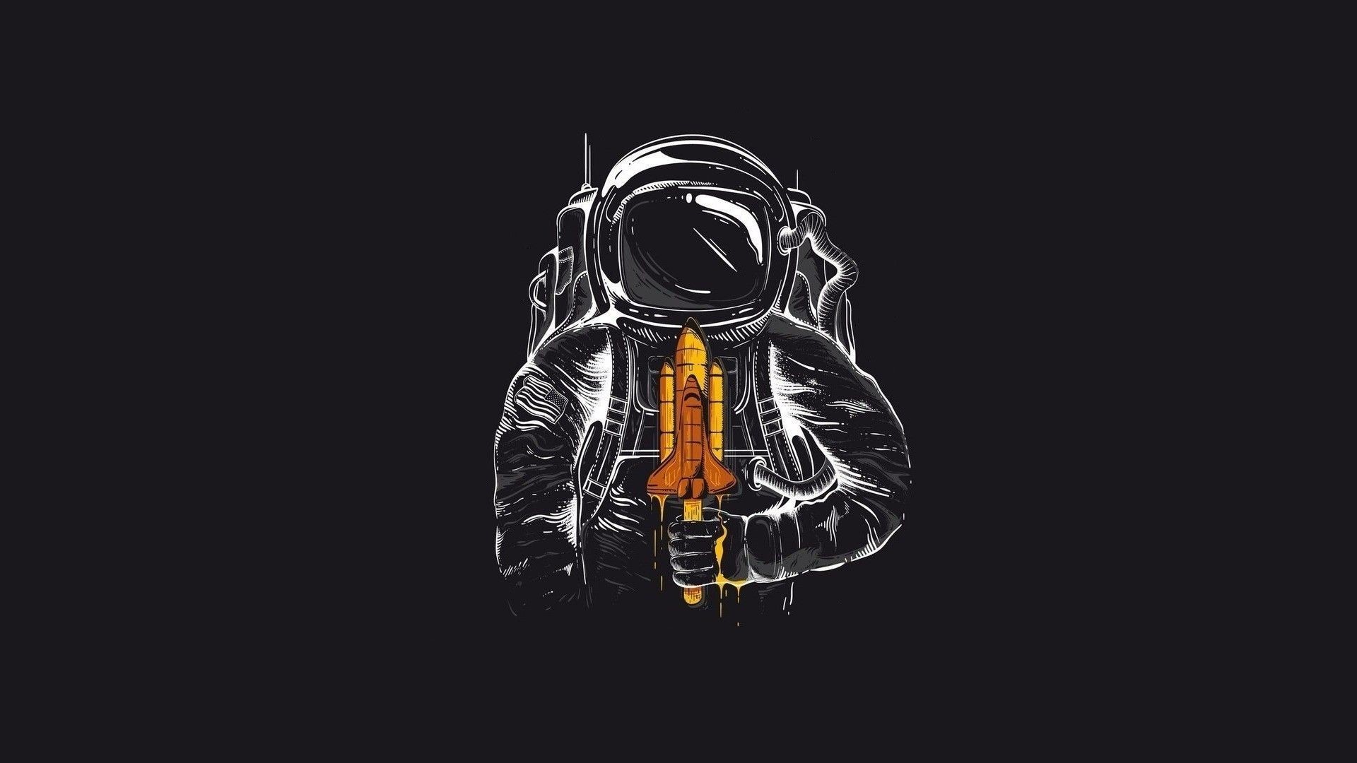 1920x1080 Astronaut with space shuttle popsicle Wallpaper