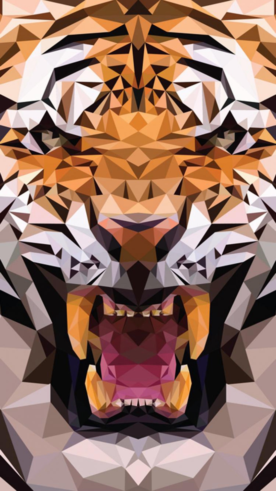 1080x1920 iOS8 Animals Tiger Polygon Pattern Drawn #iPhone #6 #plus #wallpaper