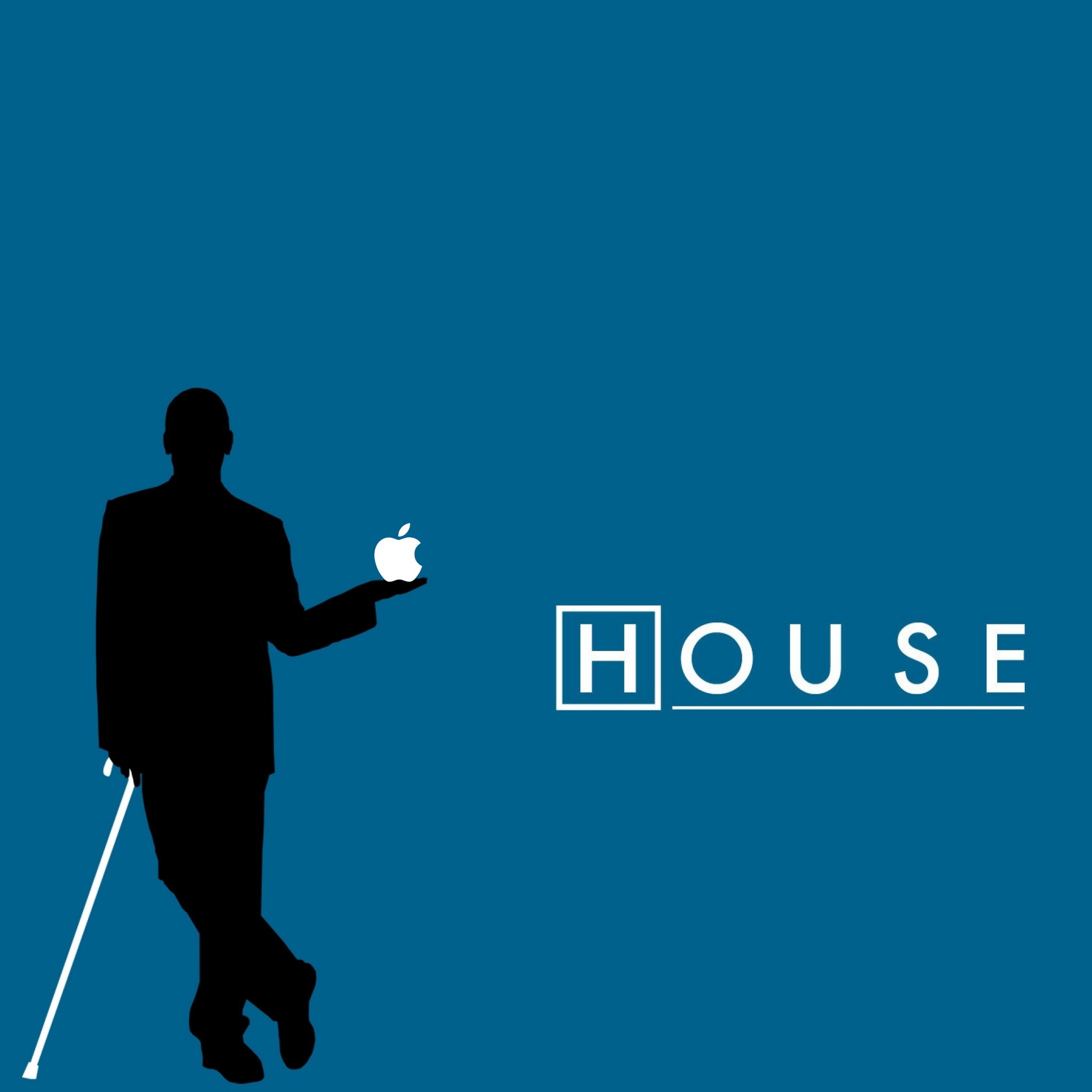 2048x2048 House MD Holding Apple Logo iPad Wallpaper HD
