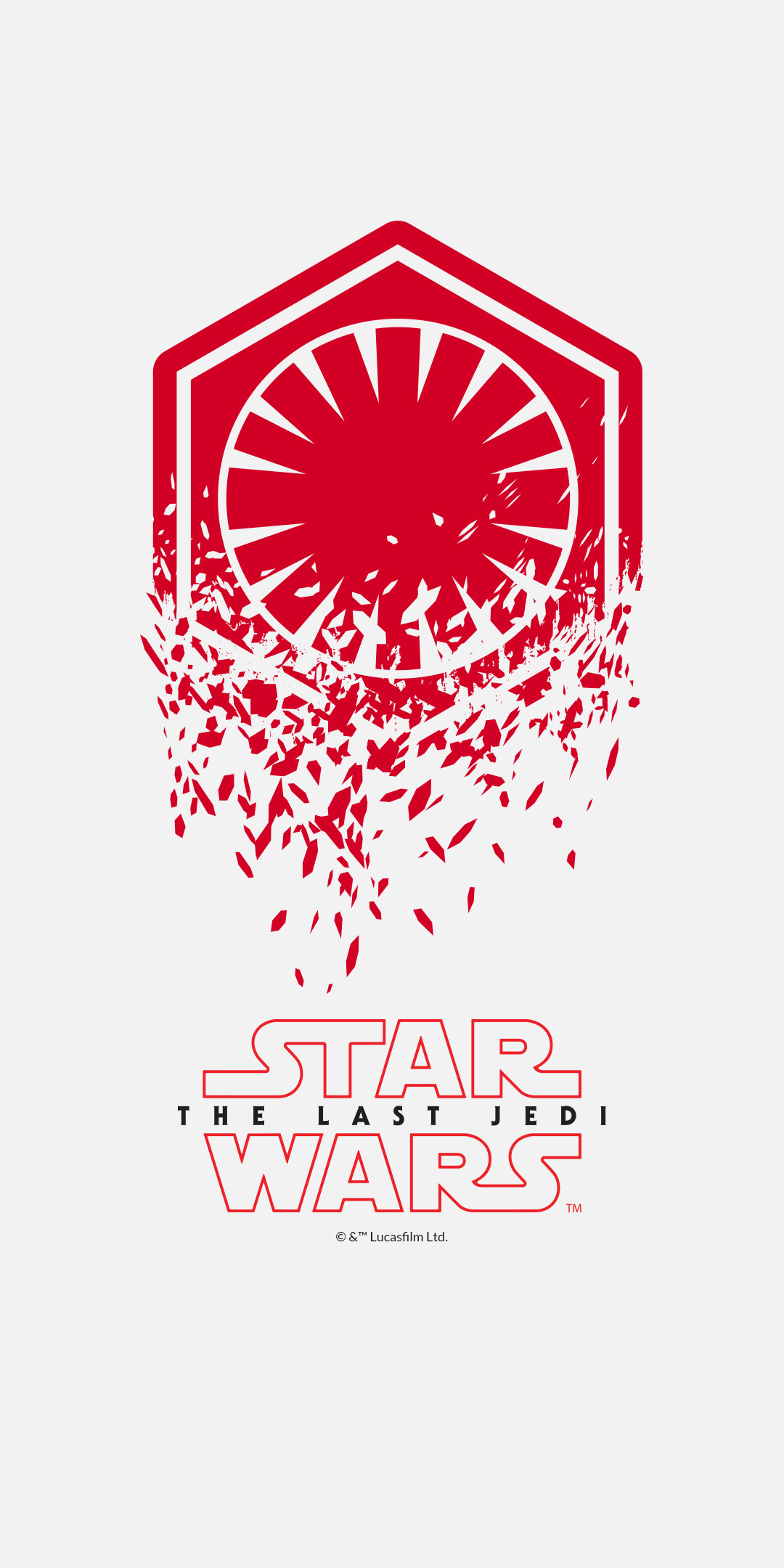 1080x2160 The first wallpaper shows the Star Wars: The Last Jedi logo. Next you'll  find a dual-image of Kylo Ren, one in black, the other in red. Wallpaper  number 3 ...