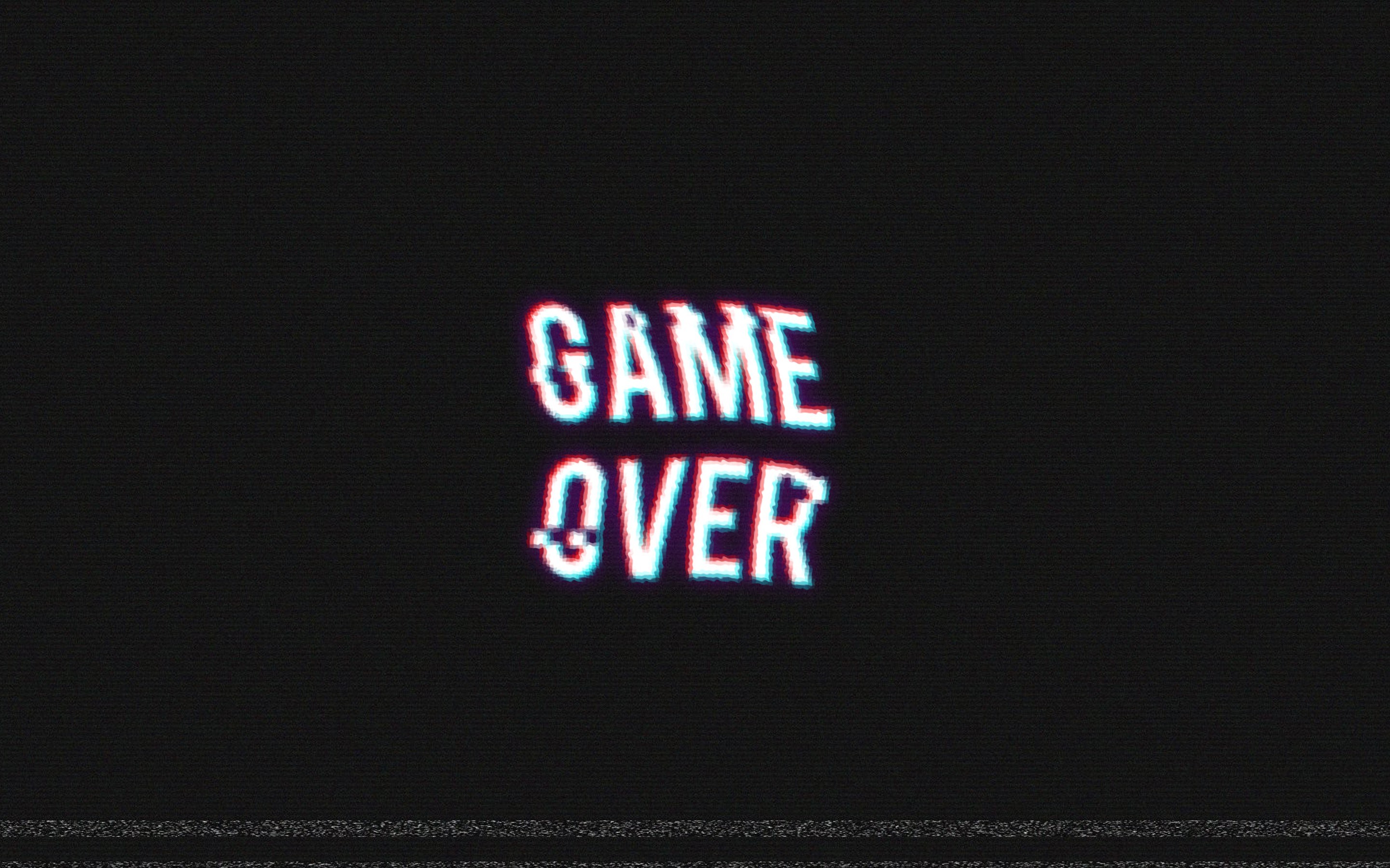 2880x1800 GAME OVER, Video Games, Retro Games, Distortion Wallpapers HD / Desktop and  Mobile Backgrounds