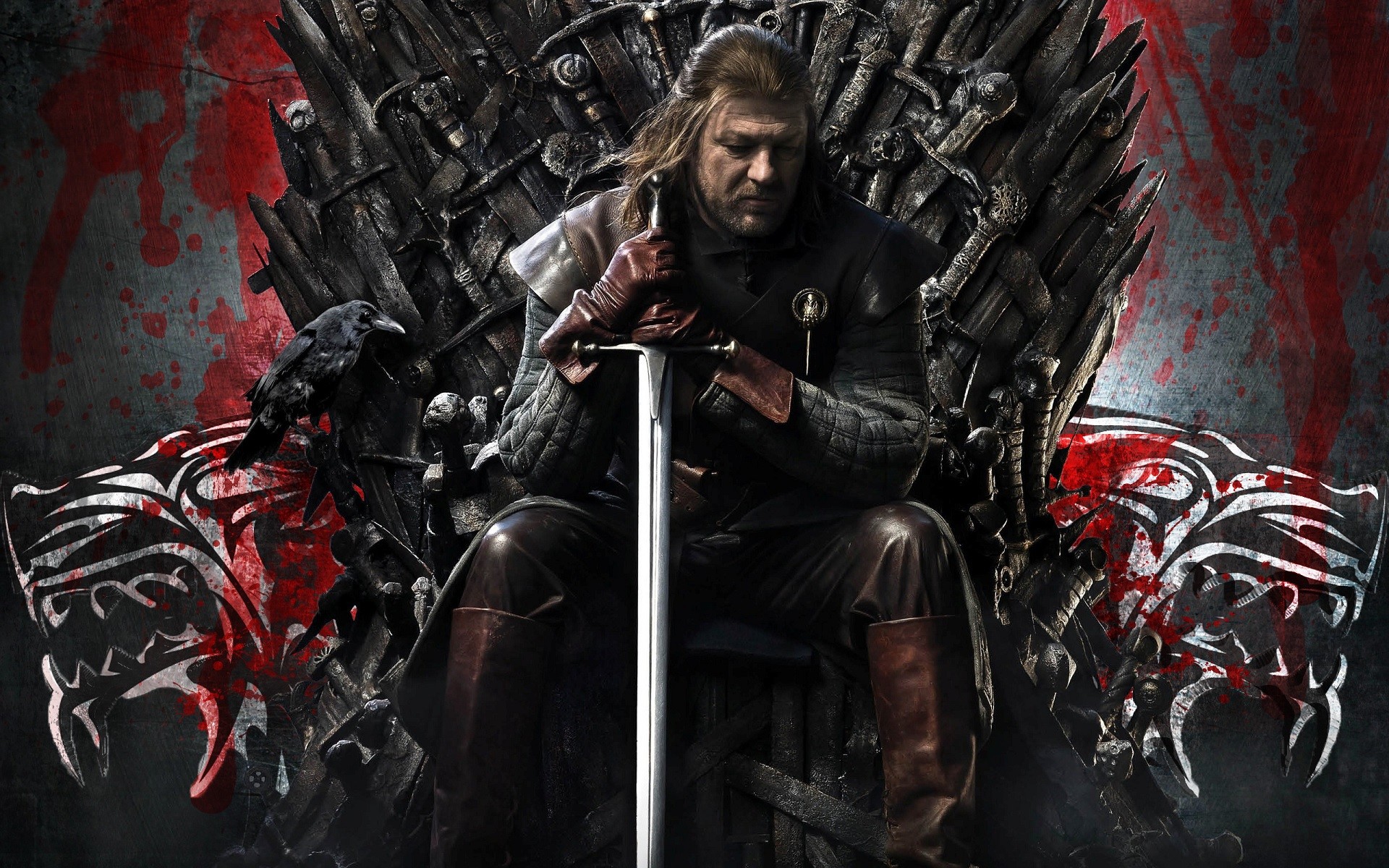 1920x1200 Ned Stark on Iron Throne Wallpaper