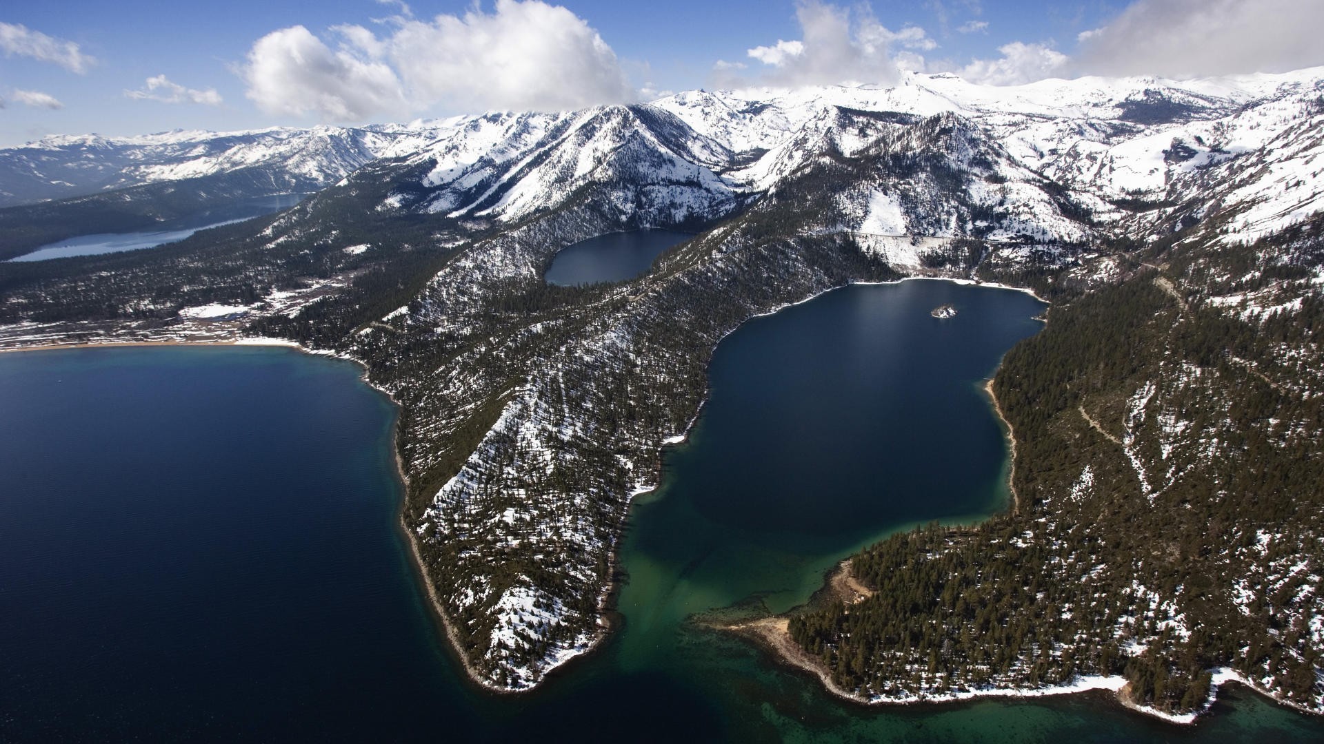 1920x1080 California emerald lake tahoe aerial bay wallpaper