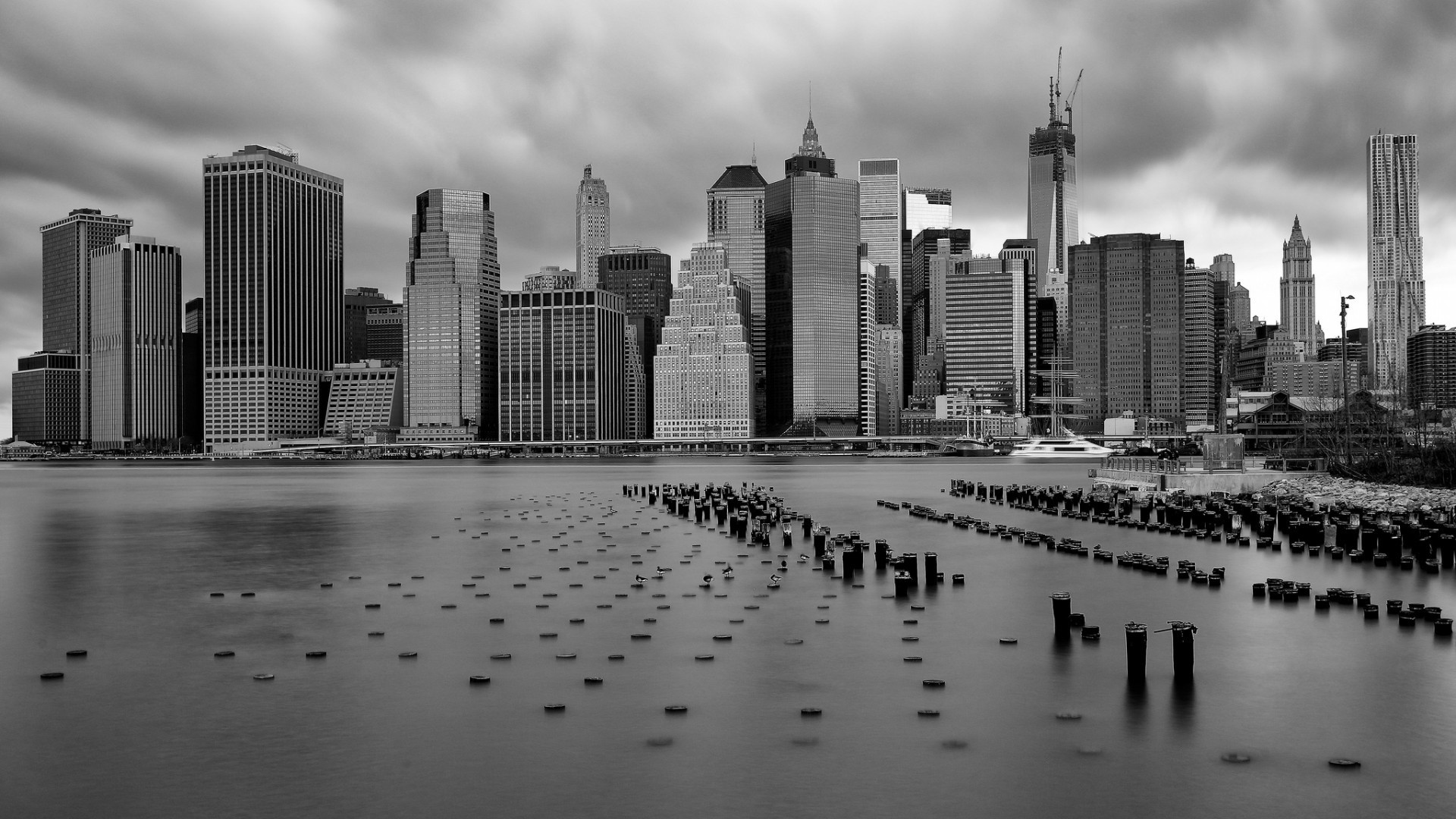 1920x1080 New York Skyscrapers Black And White