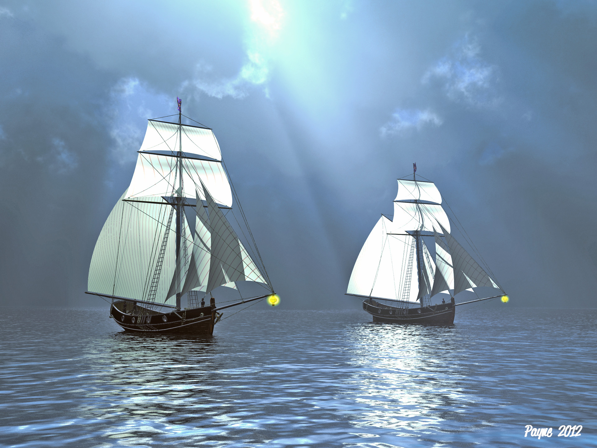1920x1440 ... Two Tall Ships II by Lance66