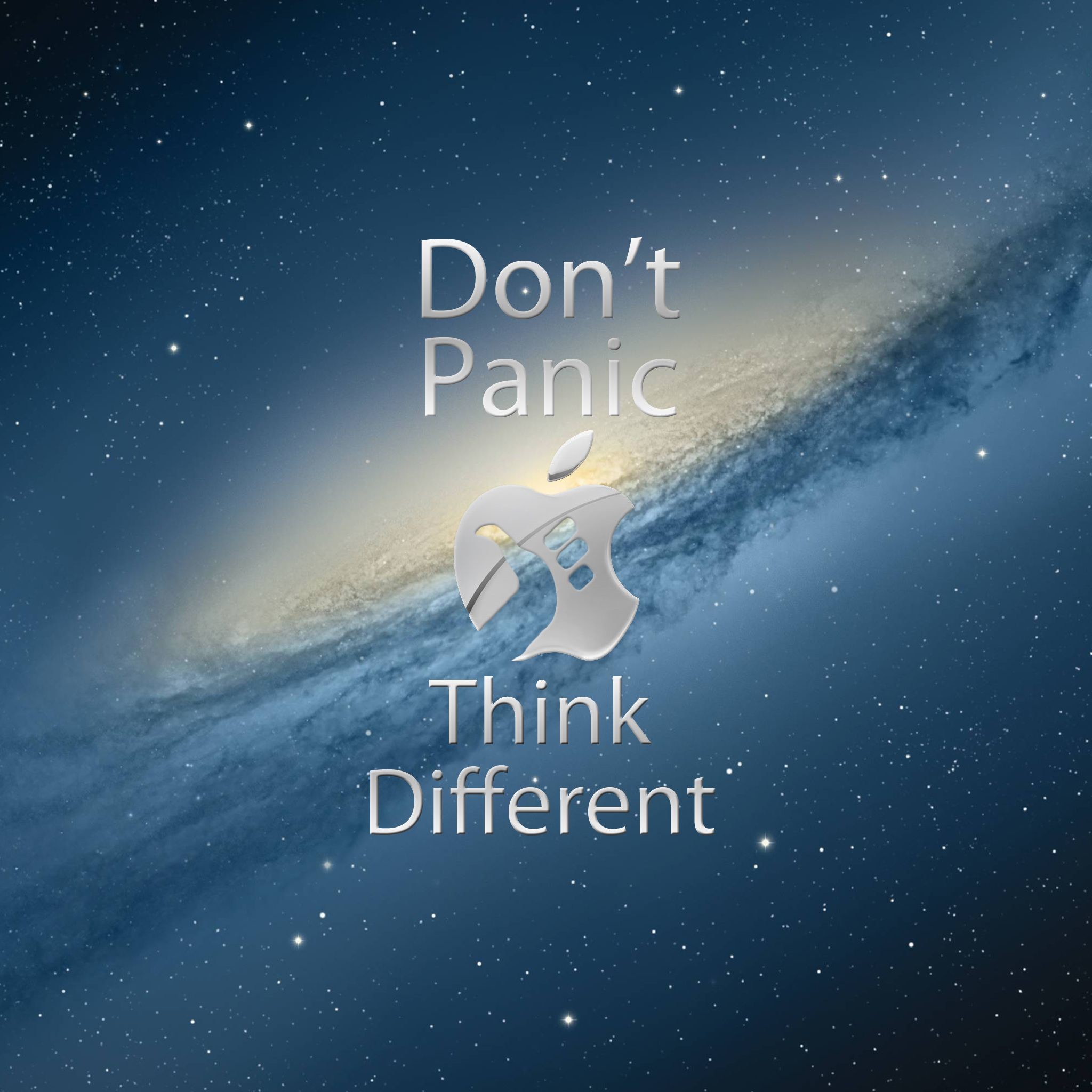 2048x2048 Don8217t Panic Think Different Apple Logo Over Andromeda Ipad .