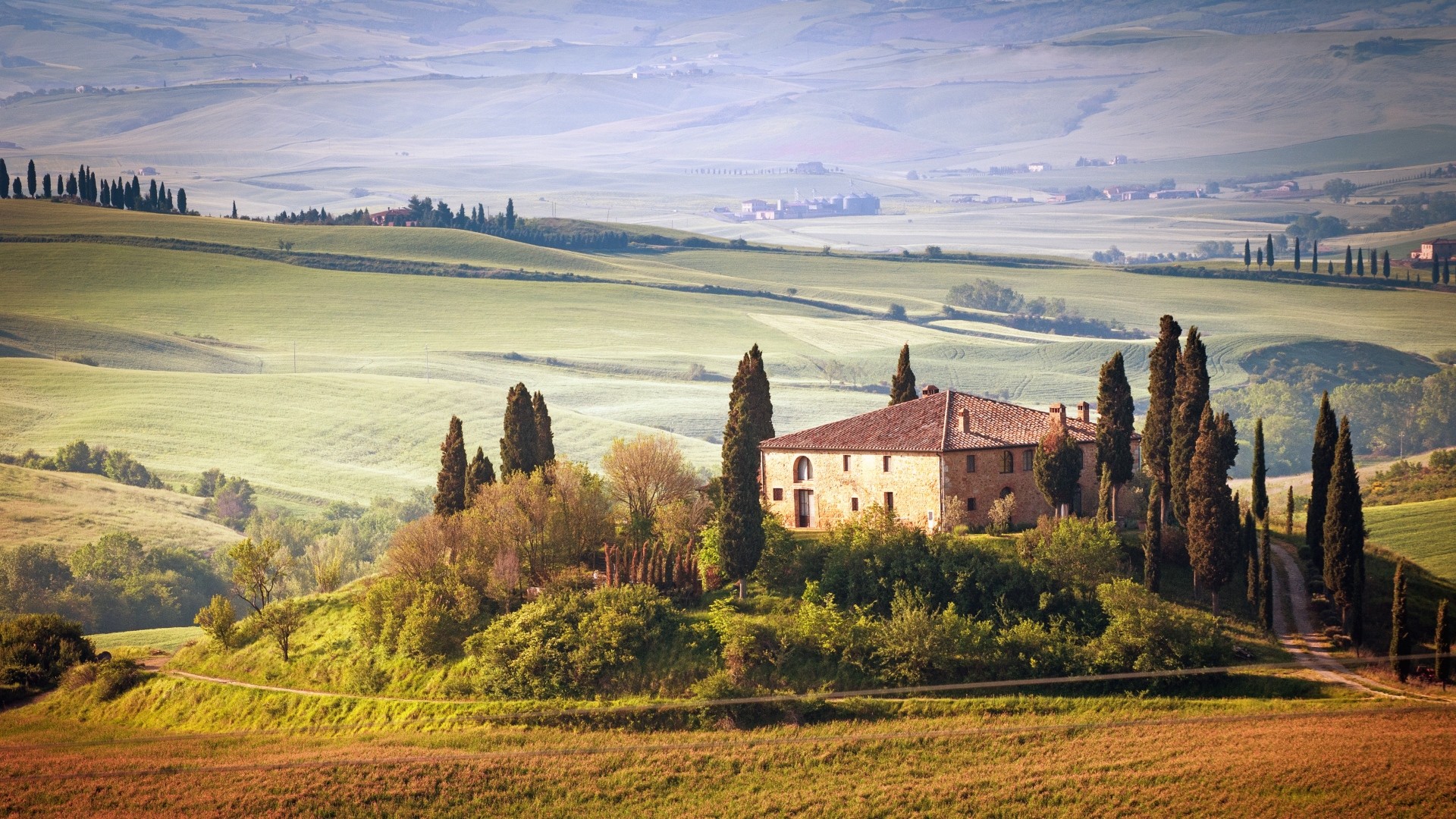 1920x1080  Wallpaper italy, tuscany, summer, countryside, landscape, nature,  trees,