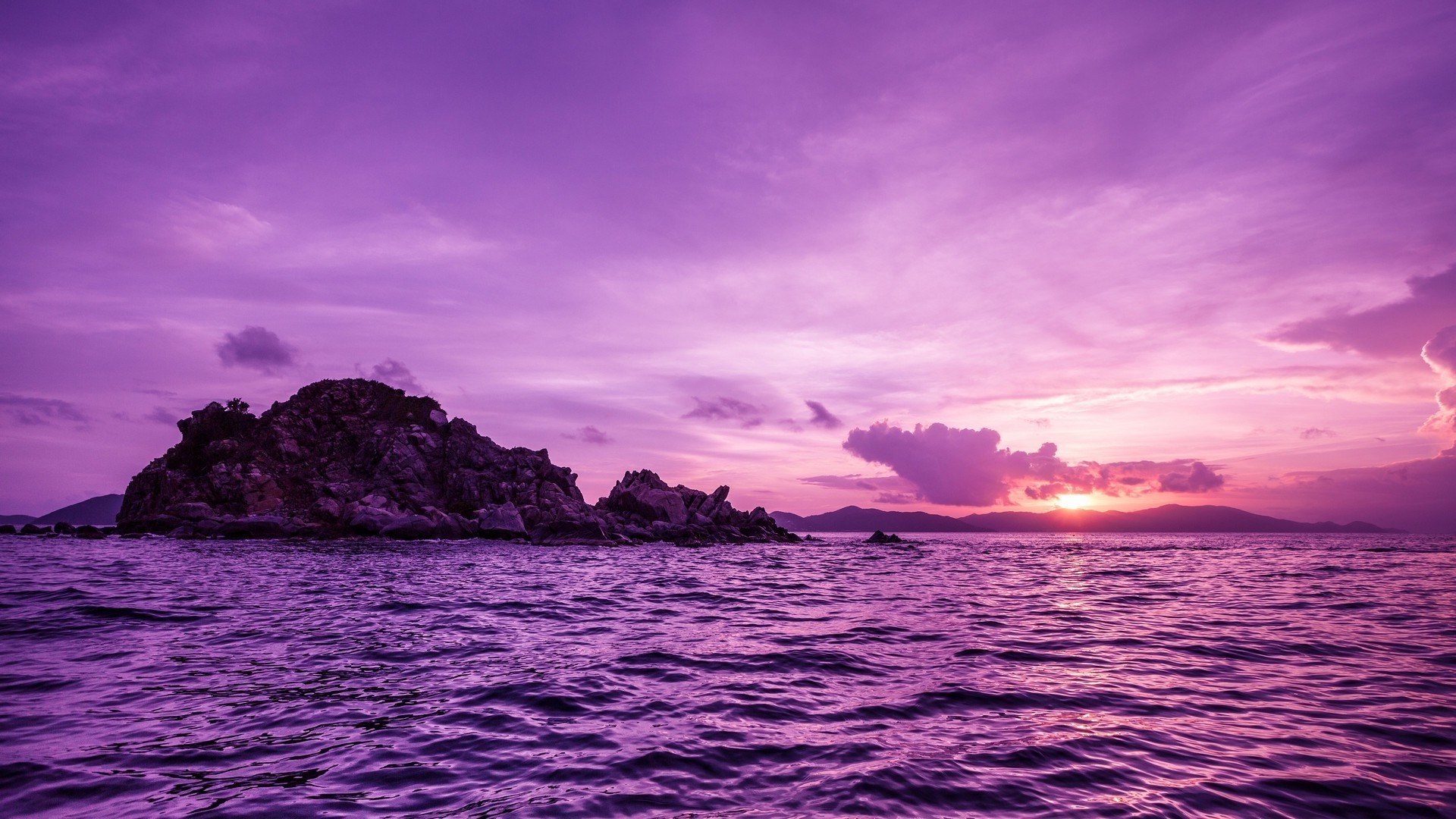 1920x1080 nature, Sea, Sunset, Island, Purple Wallpapers HD / Desktop and Mobile  Backgrounds
