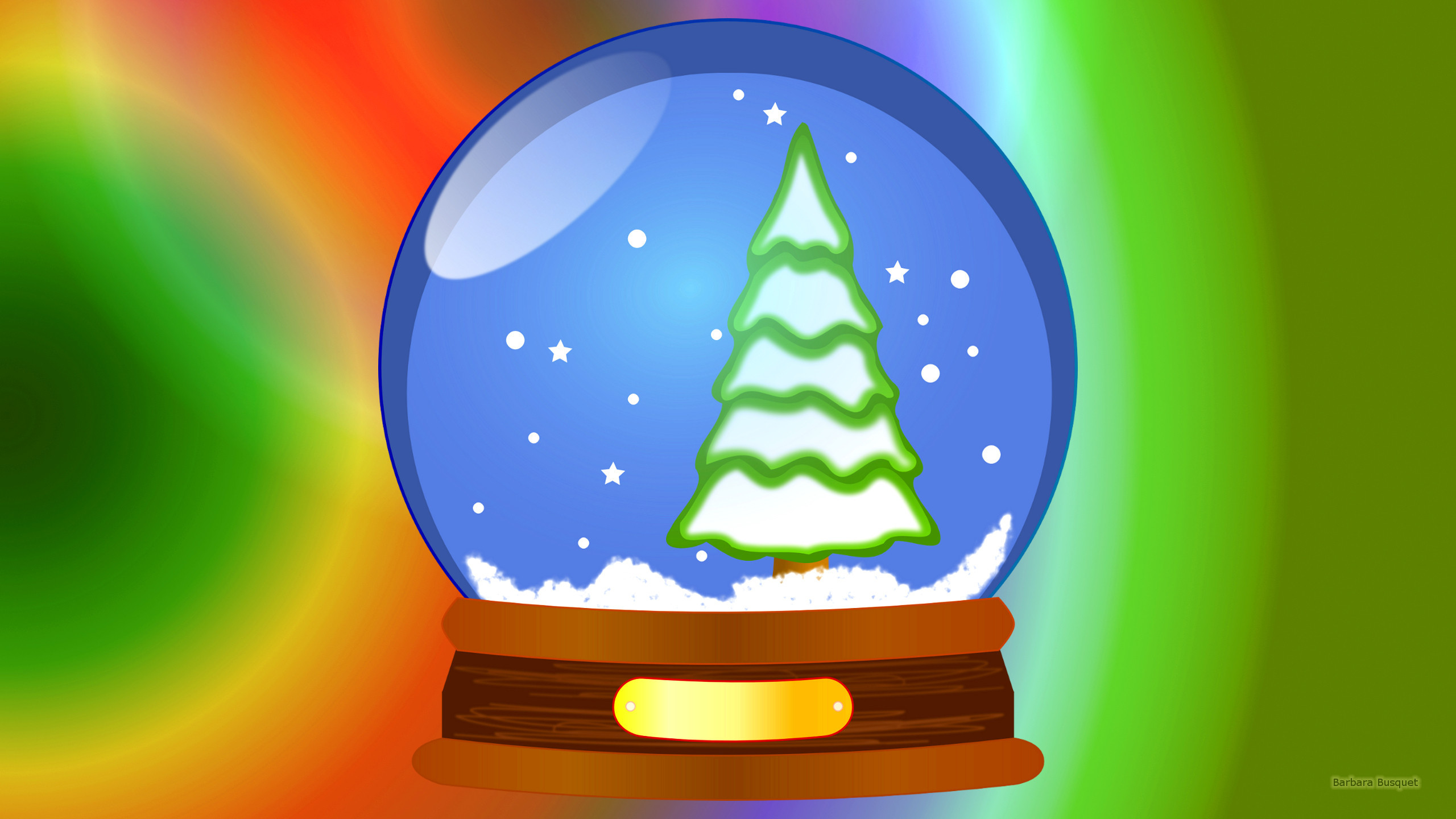 2560x1440 Christmas wallpaper with a snow globe