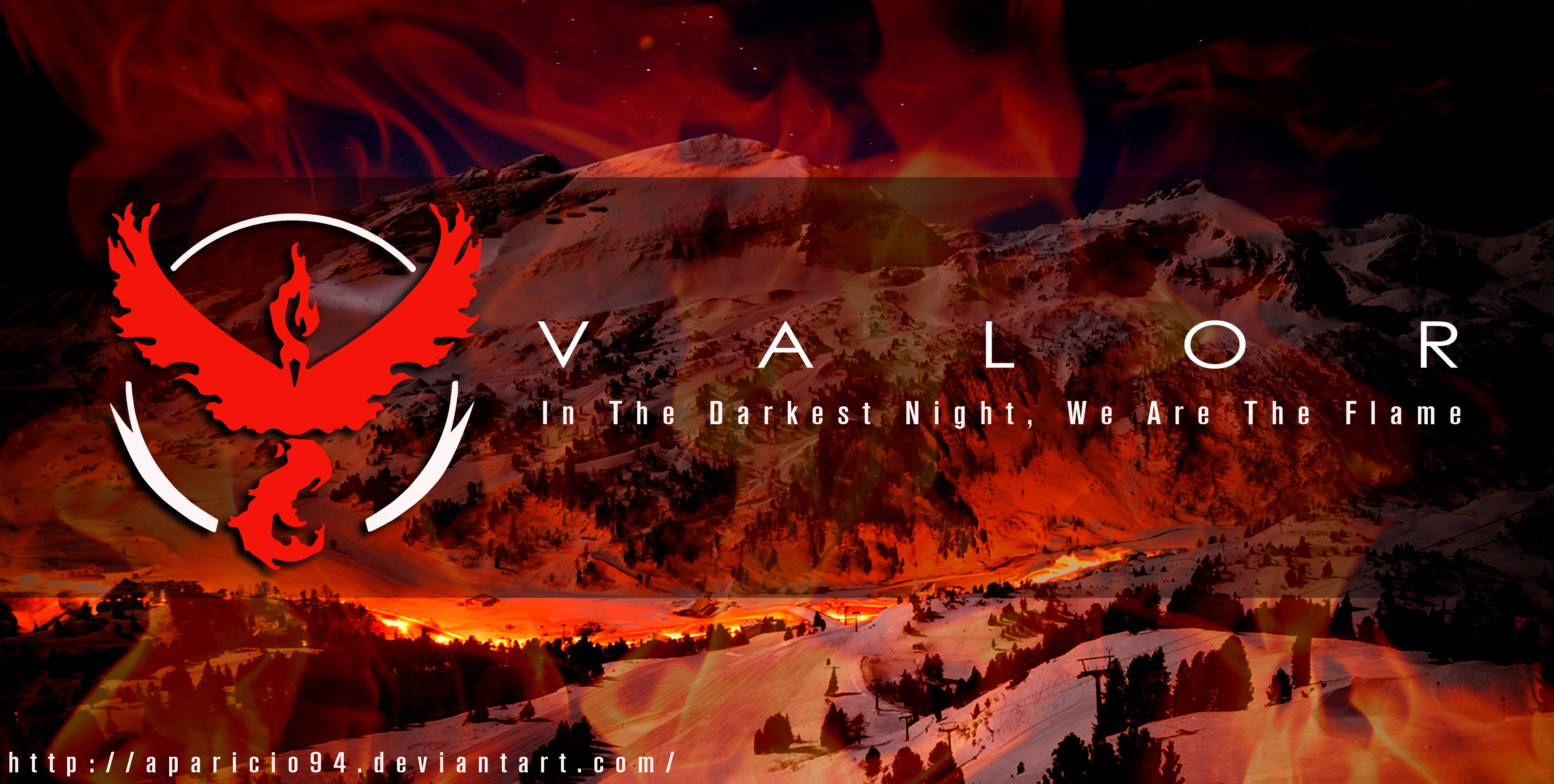 3472x1752 ... Team Red (Valor) - Pokemon Go Wallpaper by Aparicio94