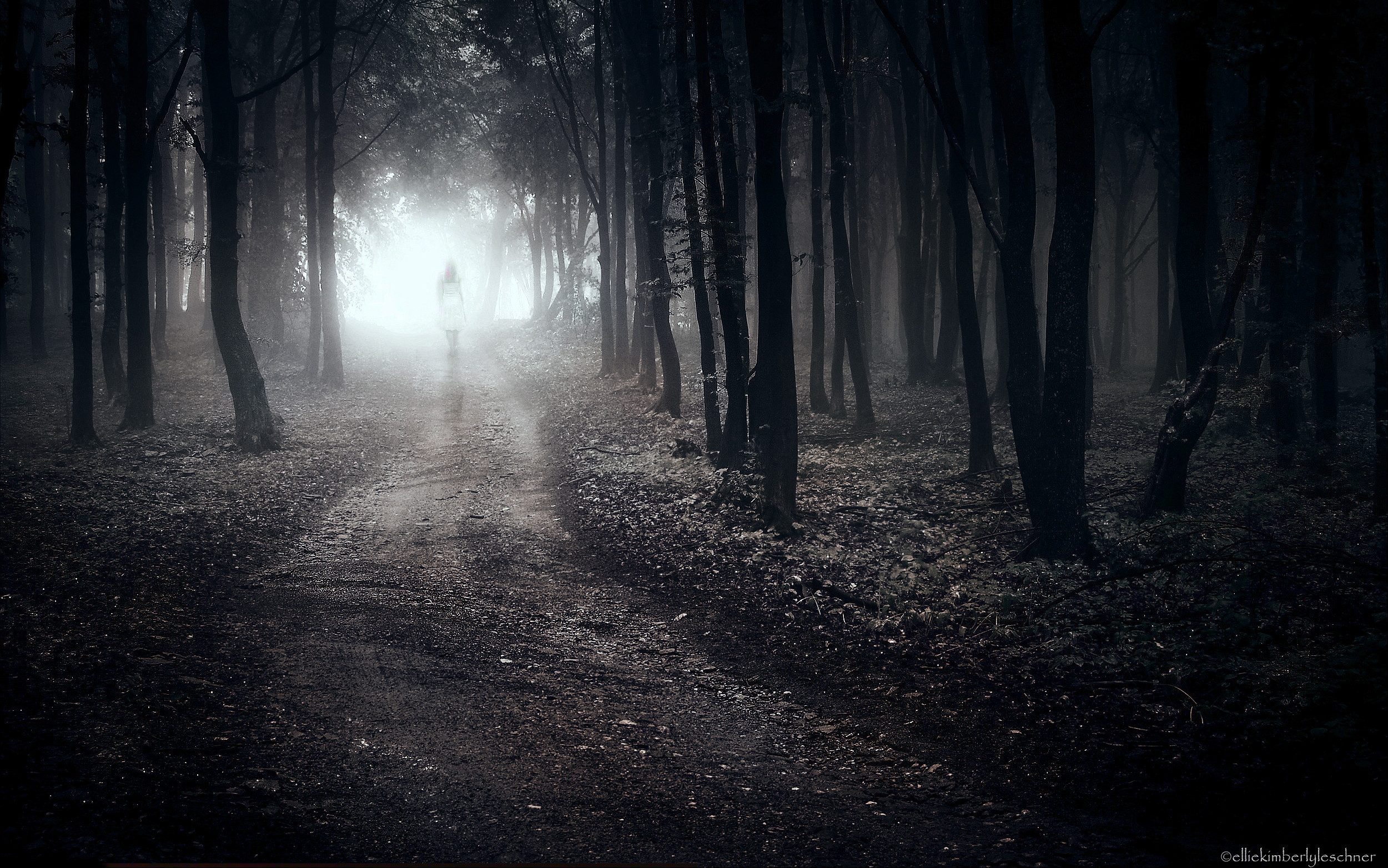 2500x1563 Wallpaper Girl Walking Alone in Forest Path Lonely Sad