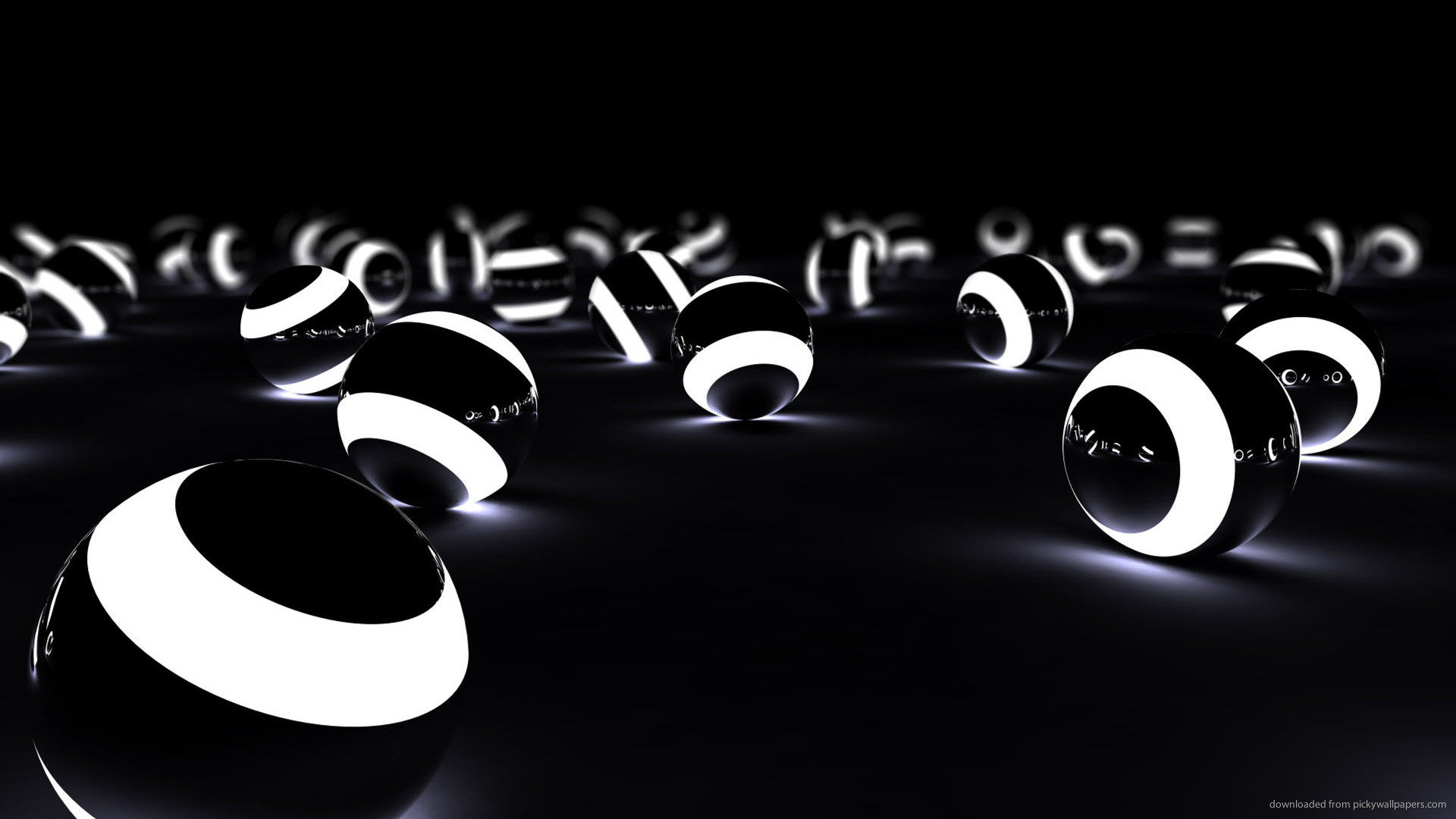 1920x1080 Glowing 3D spheres in the dark for 