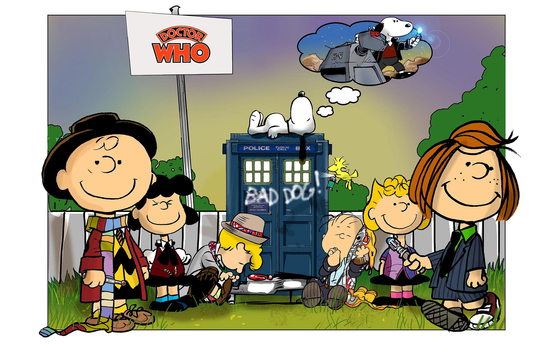 1920x1200 Doctor Who Parody Peanuts Comic Strip TV Series