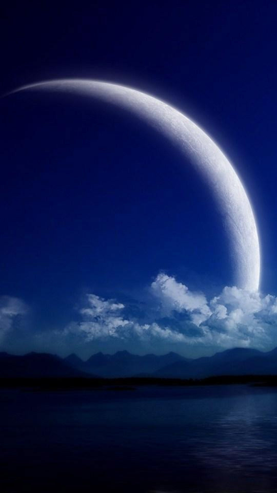 1080x1920 Huge Moon Over The Sea Smartphone Wallpapers HD