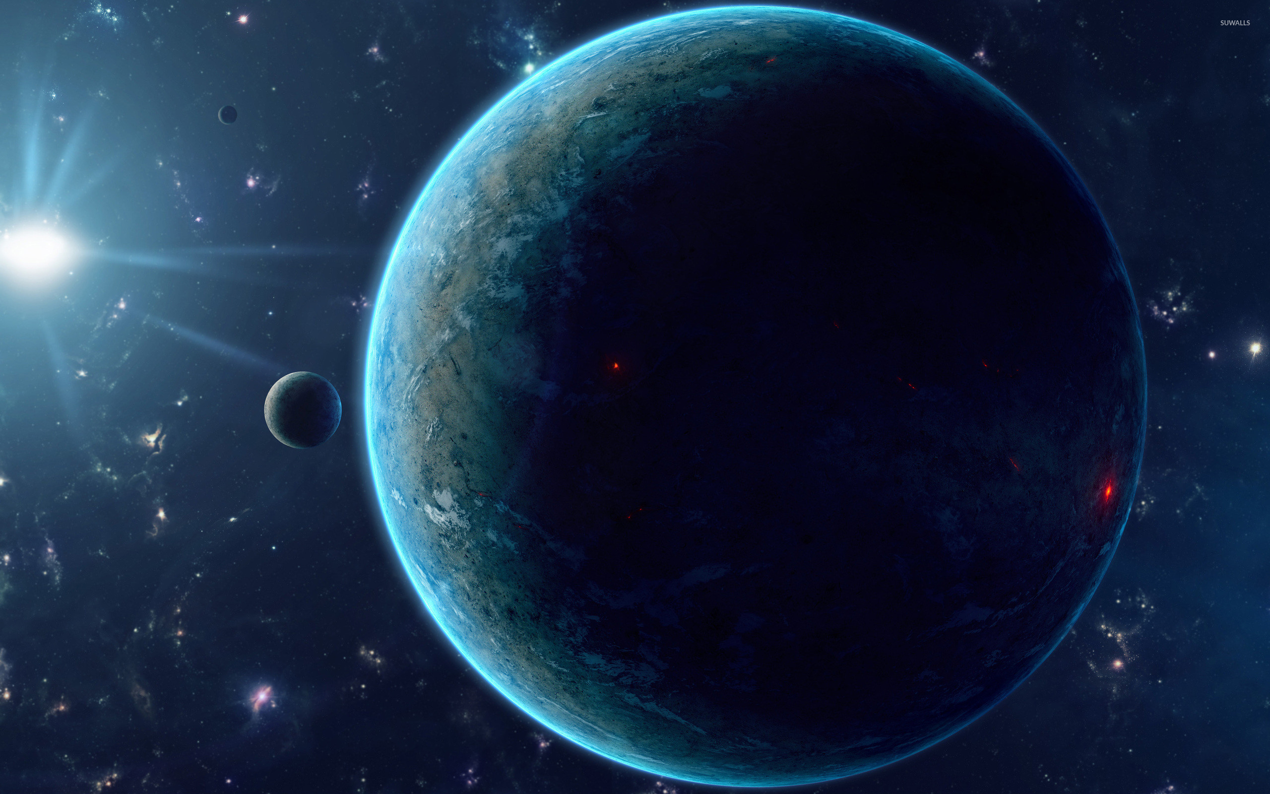 2560x1600 Red and blue planet wallpaper