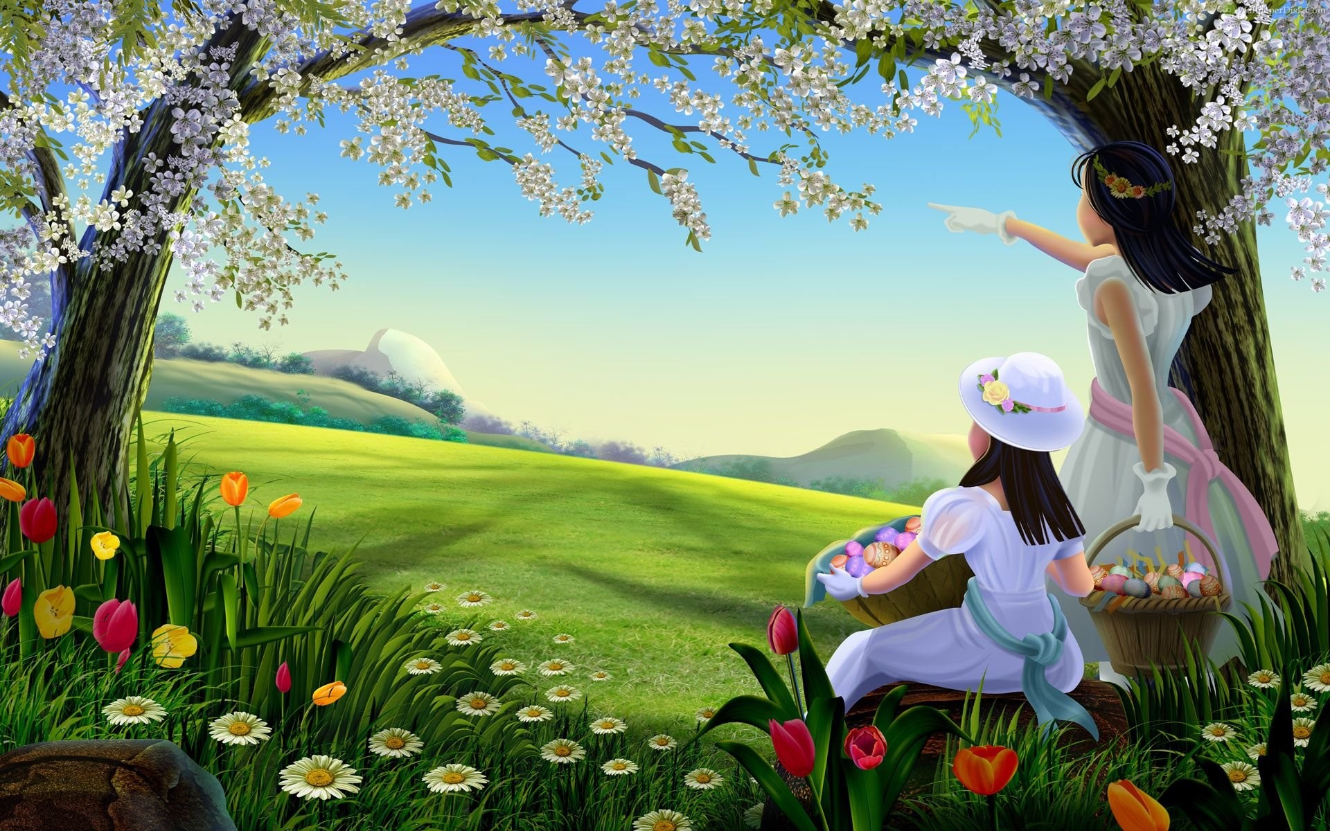 1920x1200 Cute girls during spring images new.