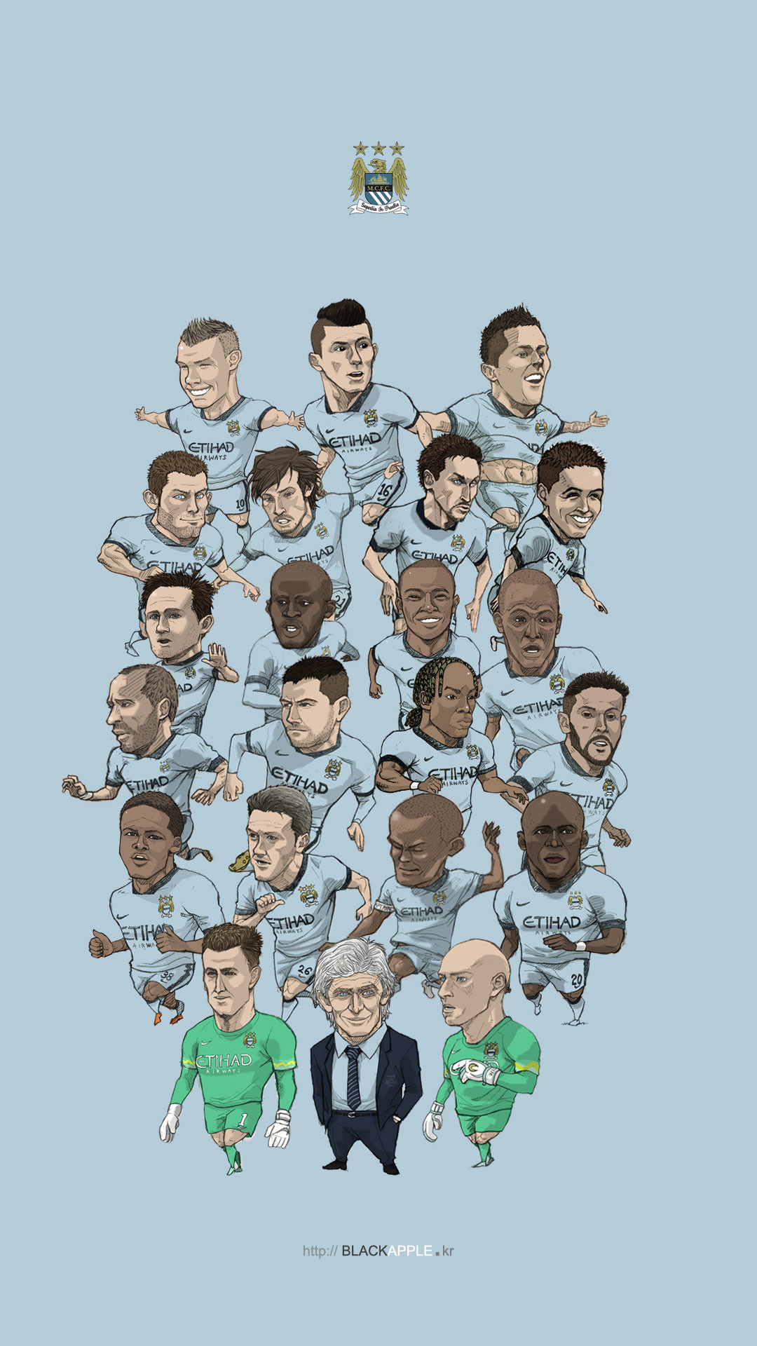 1080x1920 Manchester city fan art for mobile wallpaper All squad in 2014-2015 first  half season