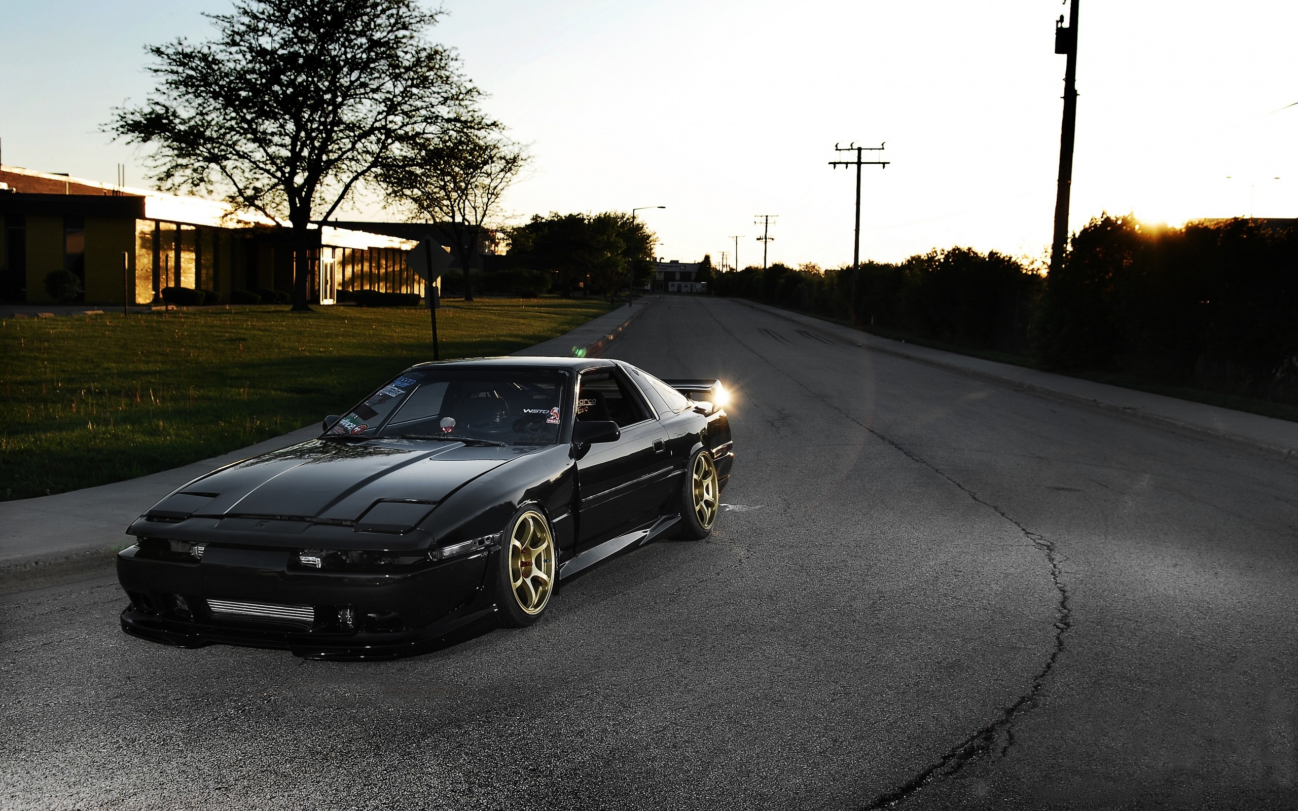 2560x1600 Preview wallpaper toyota, supra, ma61, black, front part, tuning, street