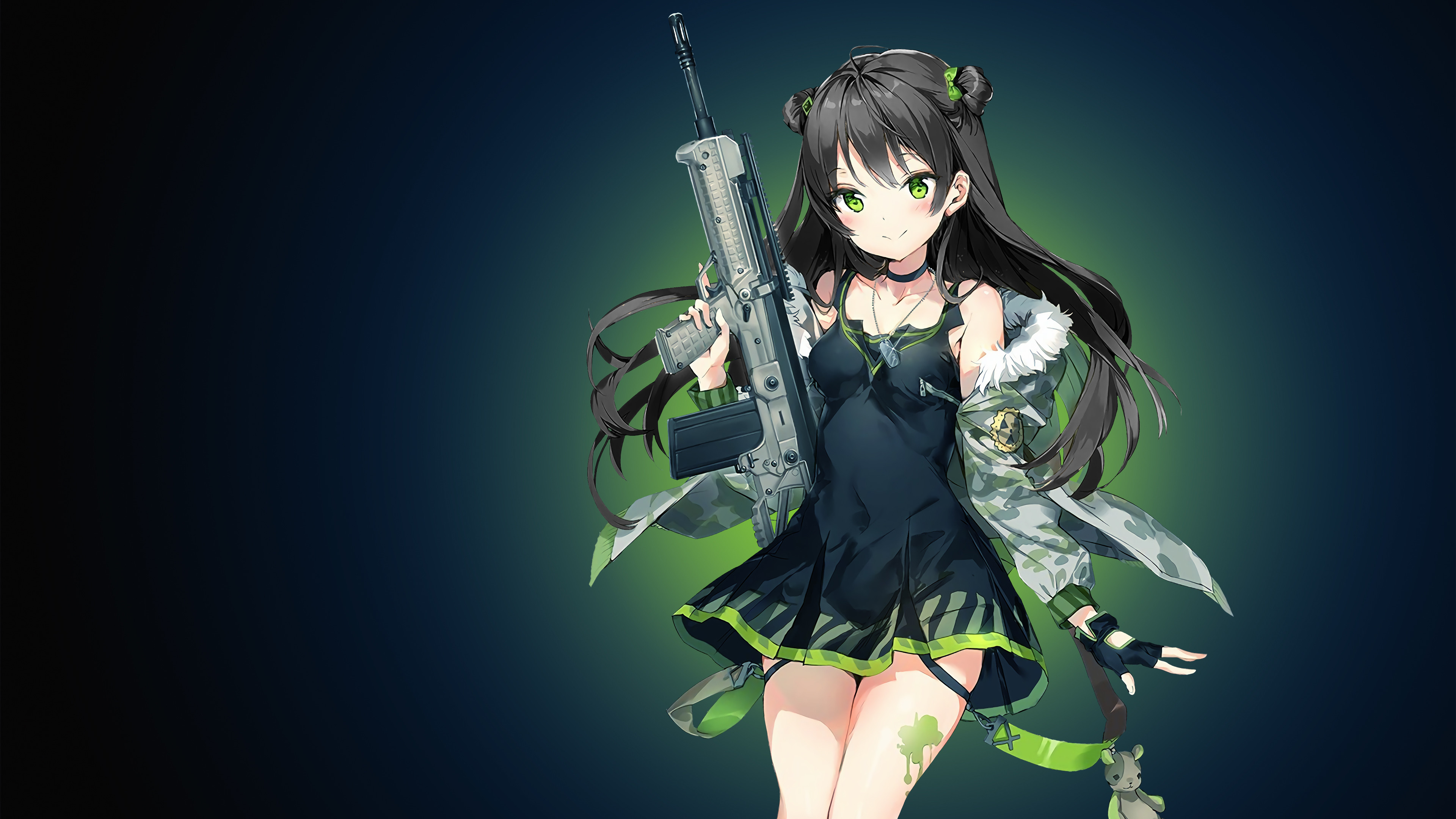 3840x2160 Anime girl, Green, Girls' Frontline, ...