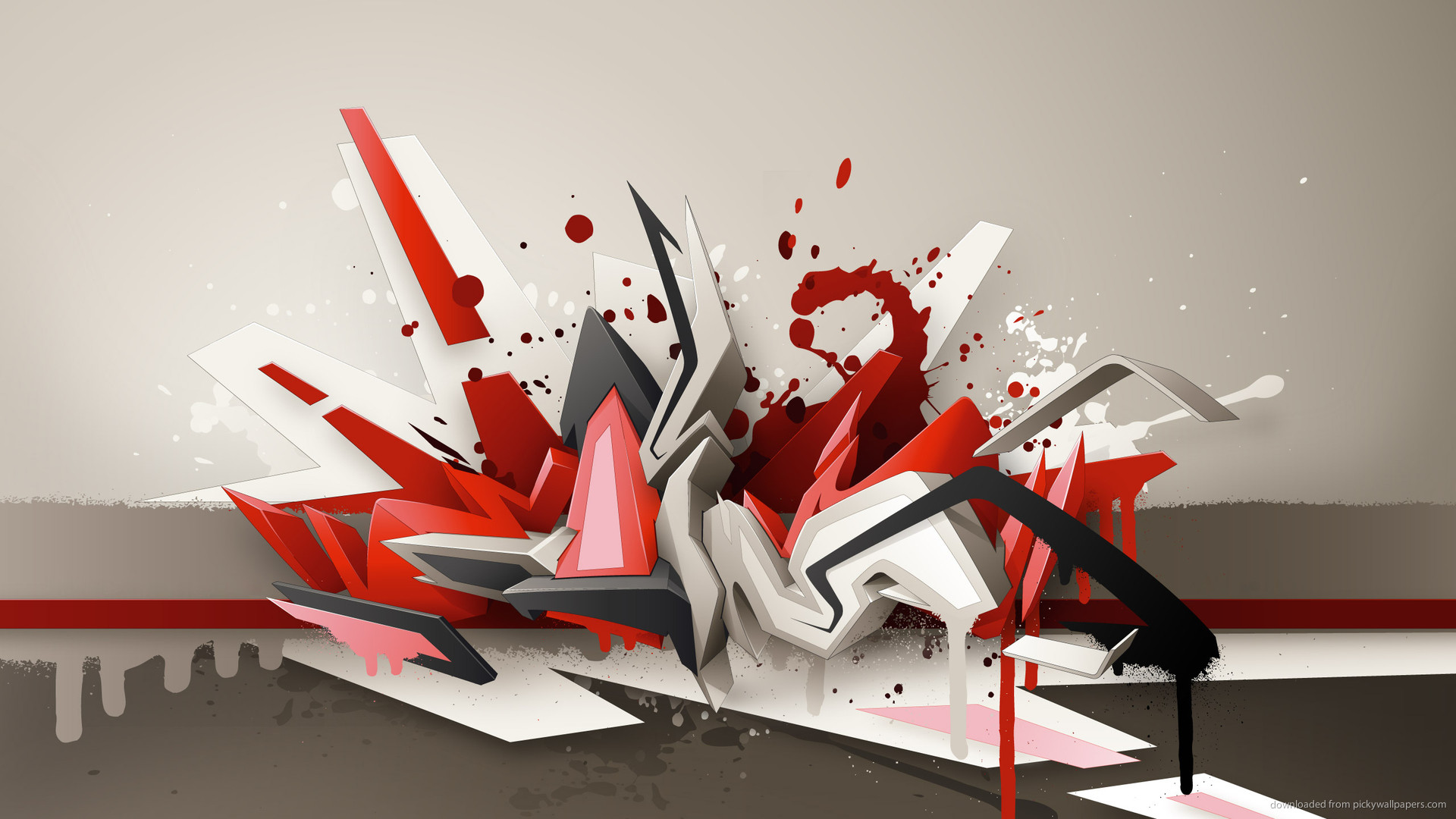 1920x1080 3D Graffiti On Grey Background for 