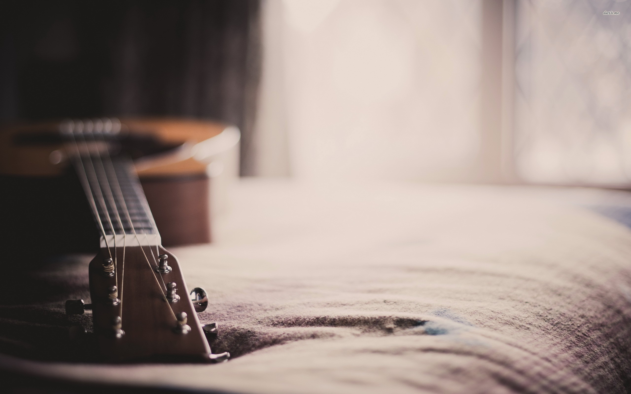 2560x1600  Guitar on the bed wallpaper - 1068877