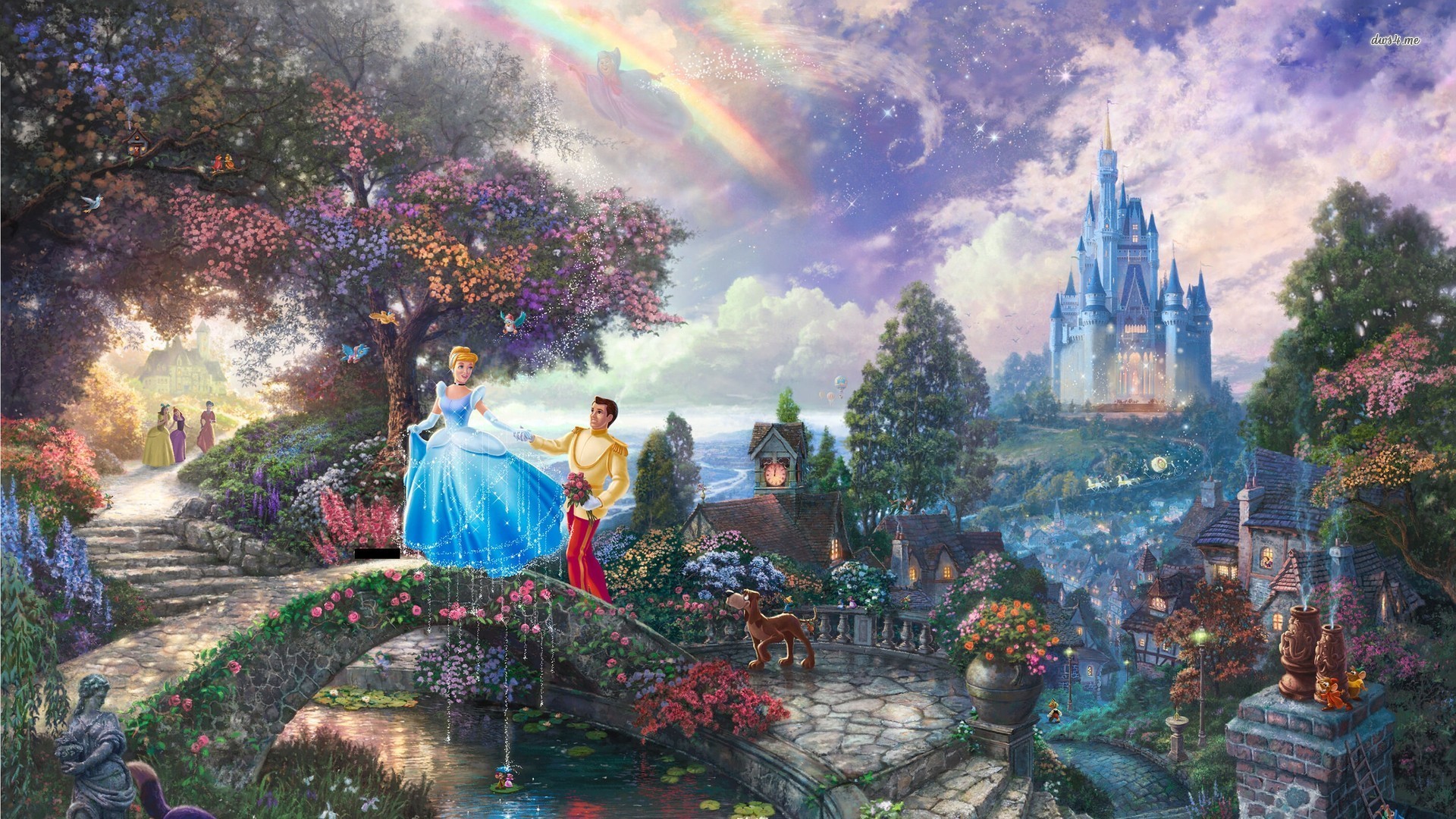 1920x1080 ... Cinderella and Prince Charming wallpaper ; more. Cartoons Â·  Castle Â· Bridge Â· Cinderella Â· Disney ...