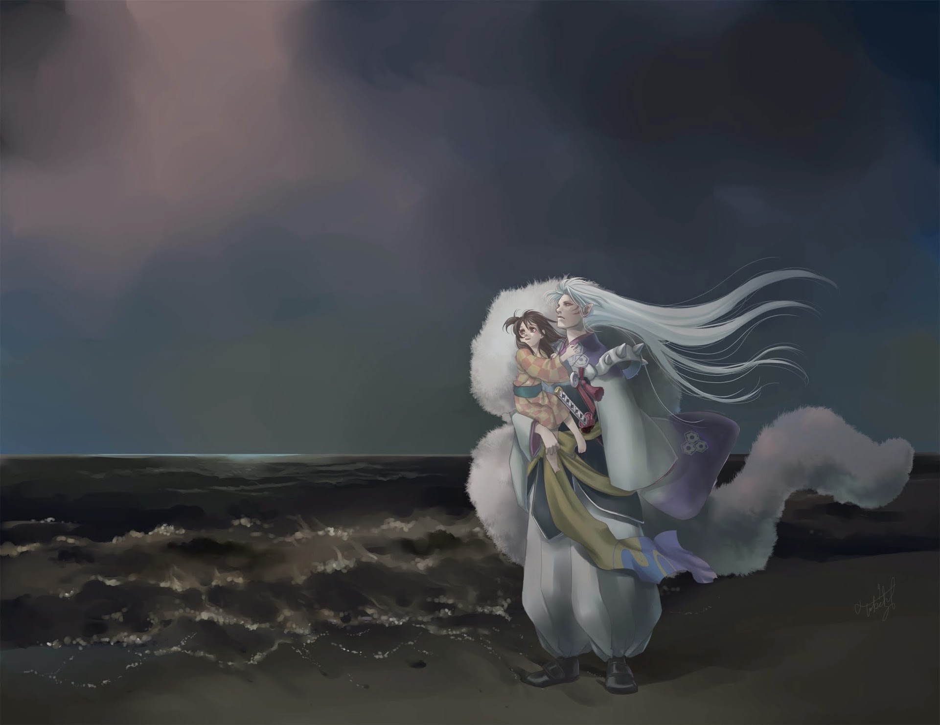 1921x1482 Sesshomaru And Rin Puppy Wallppaper Zones Collection 2015 