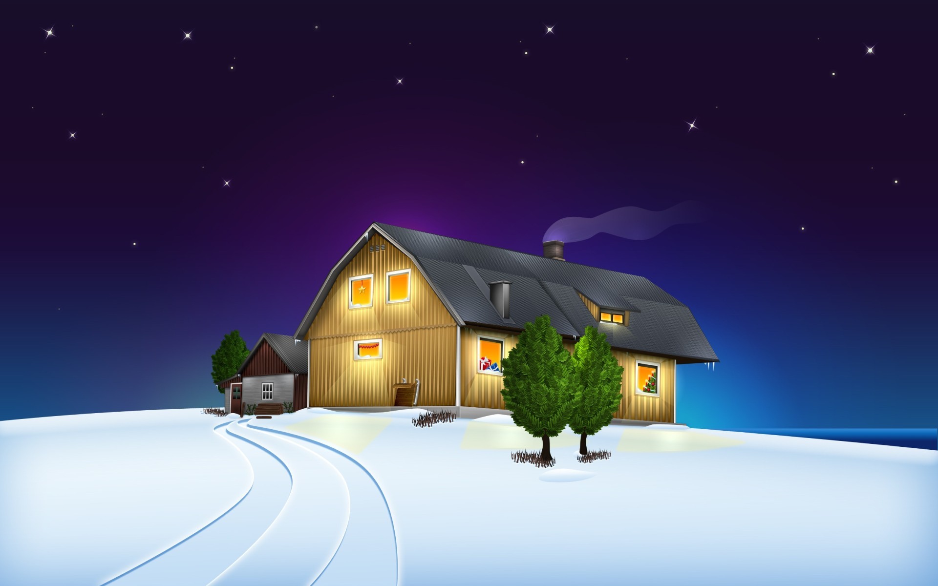 1920x1200 3D Holidays Christmas House #Wallpaper