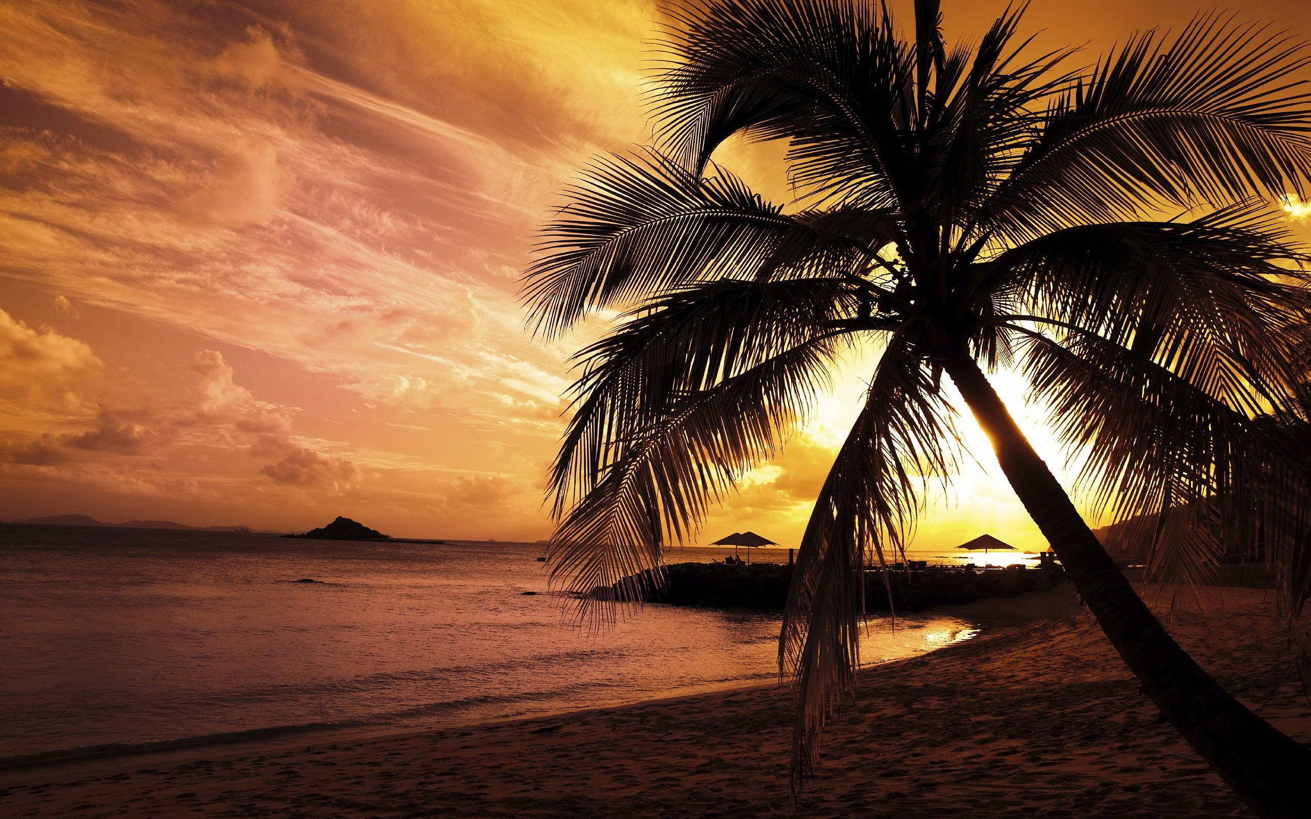 2560x1600 Sunset Beach Wallpaper 1080p HD