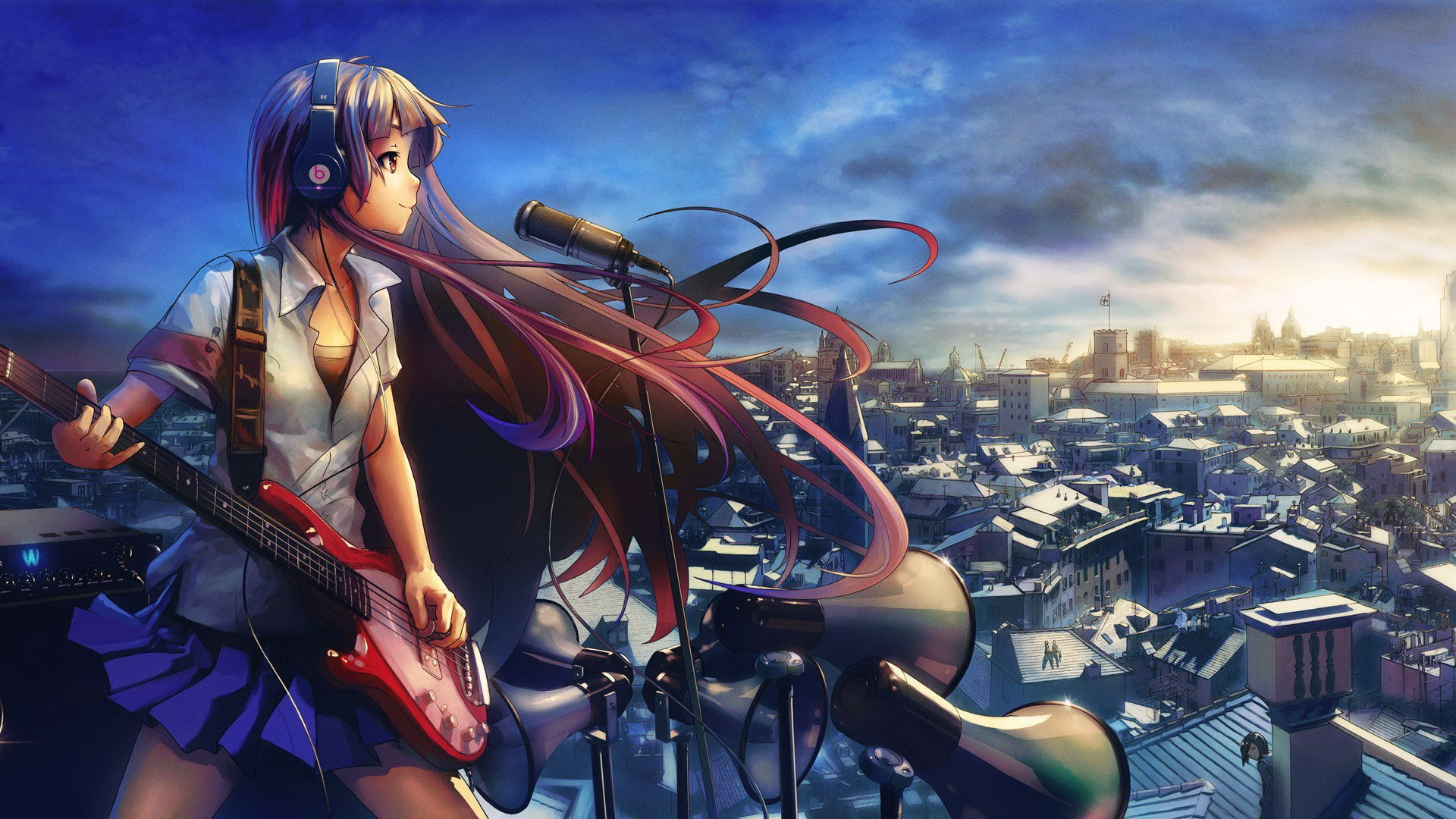 1920x1080 Anime Girl Play Guitar Music Picture Background #28300 Wallpaper | Emily  Osment | Pinterest | Wallpaper, Hd wallpaper and Anime