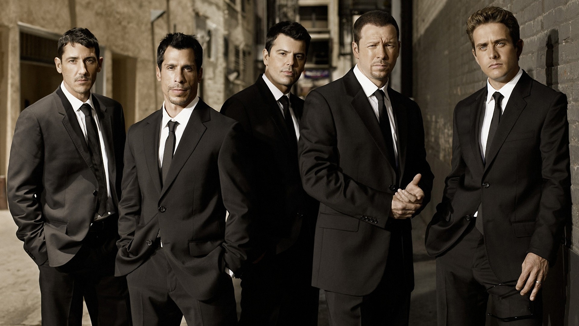 1920x1080 Preview wallpaper new kids on the block, suits, street, houses, band  