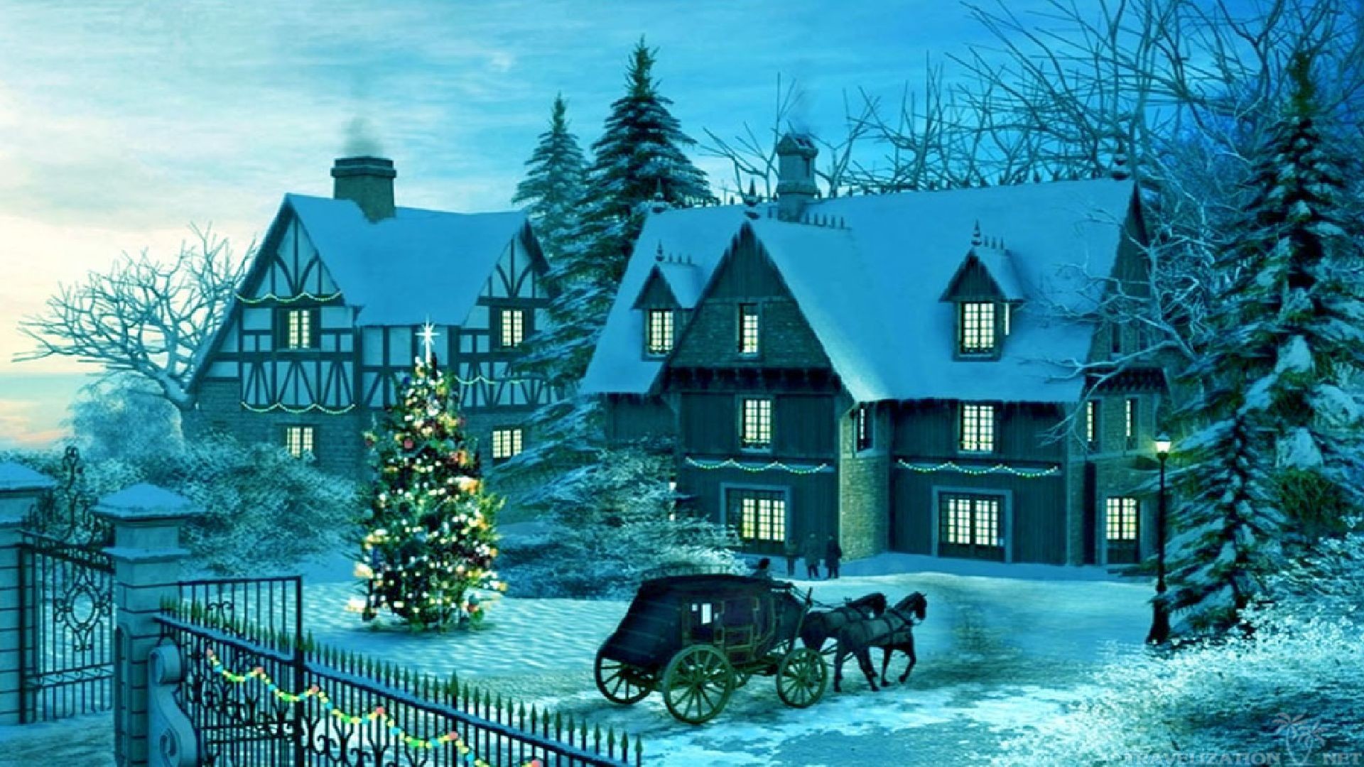 1920x1080 ... 1920Ã1080 and 2560Ã1920. Beautiful Winter Christmas Carriage Wallpapers.  Beautiful Winter Christmas Carriage Wallpapers