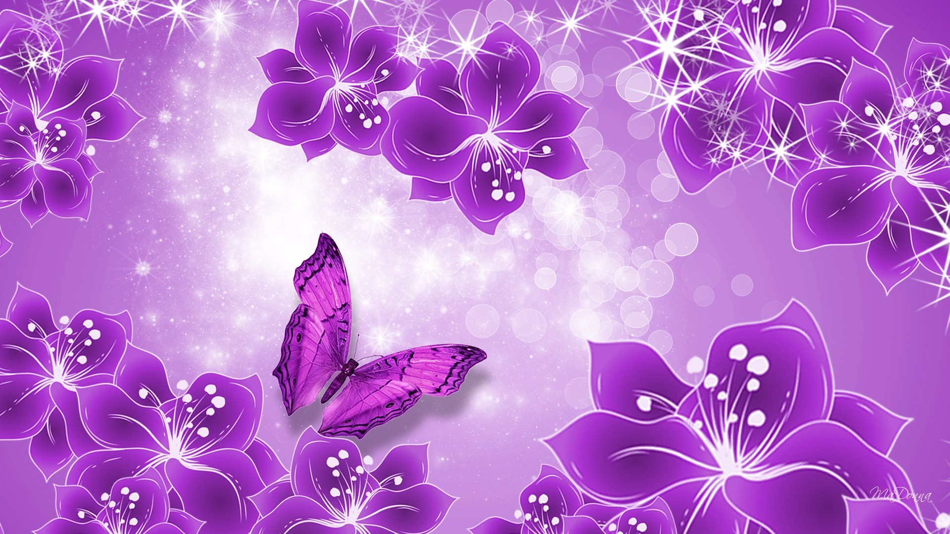 1920x1080 Pink and Purple Butterfly Wallpaper