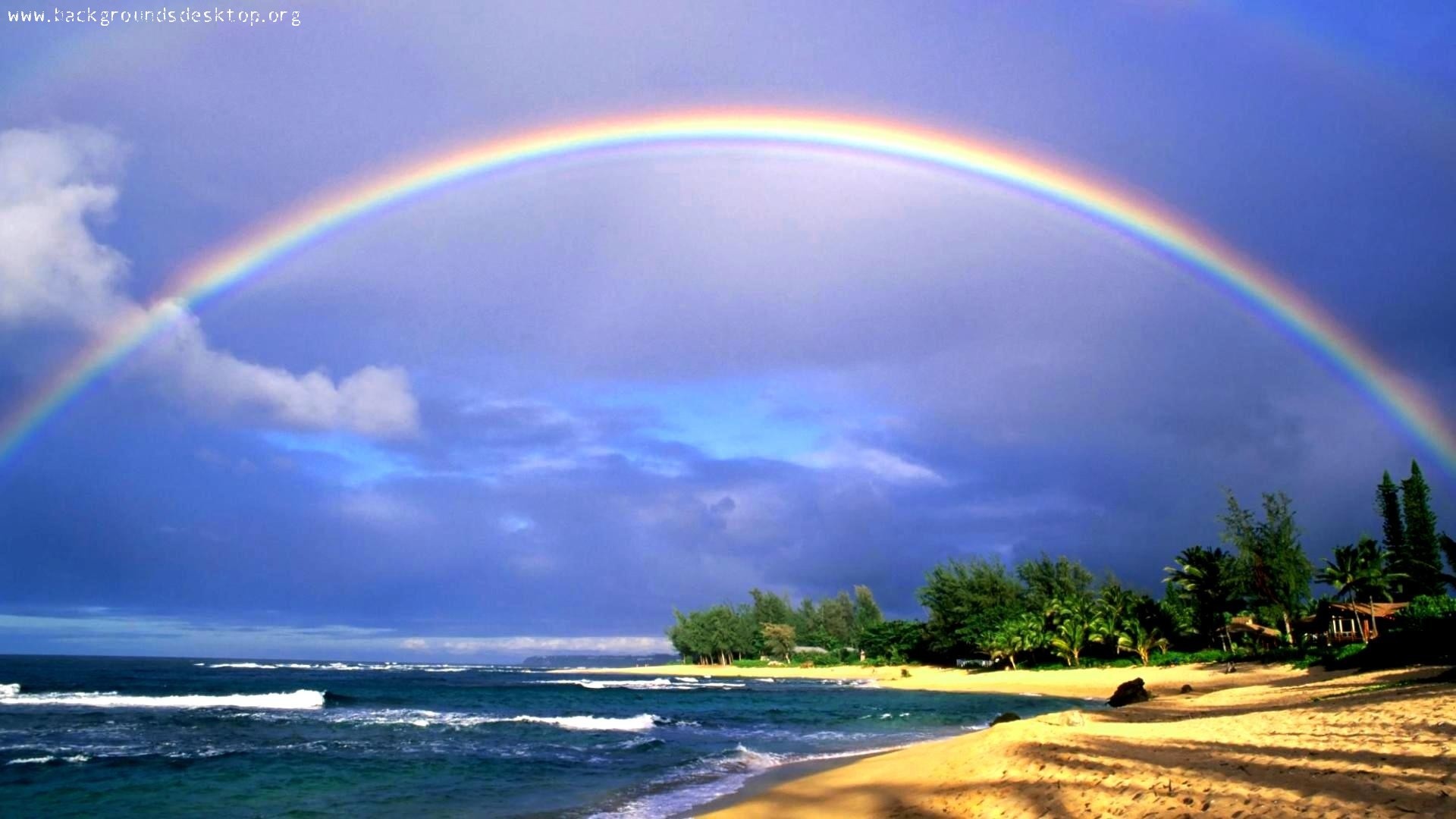 1920x1080 Hawaii-Beach-Rainbow-HD-Wallpaper-1920Ã1080-For-Desktop
