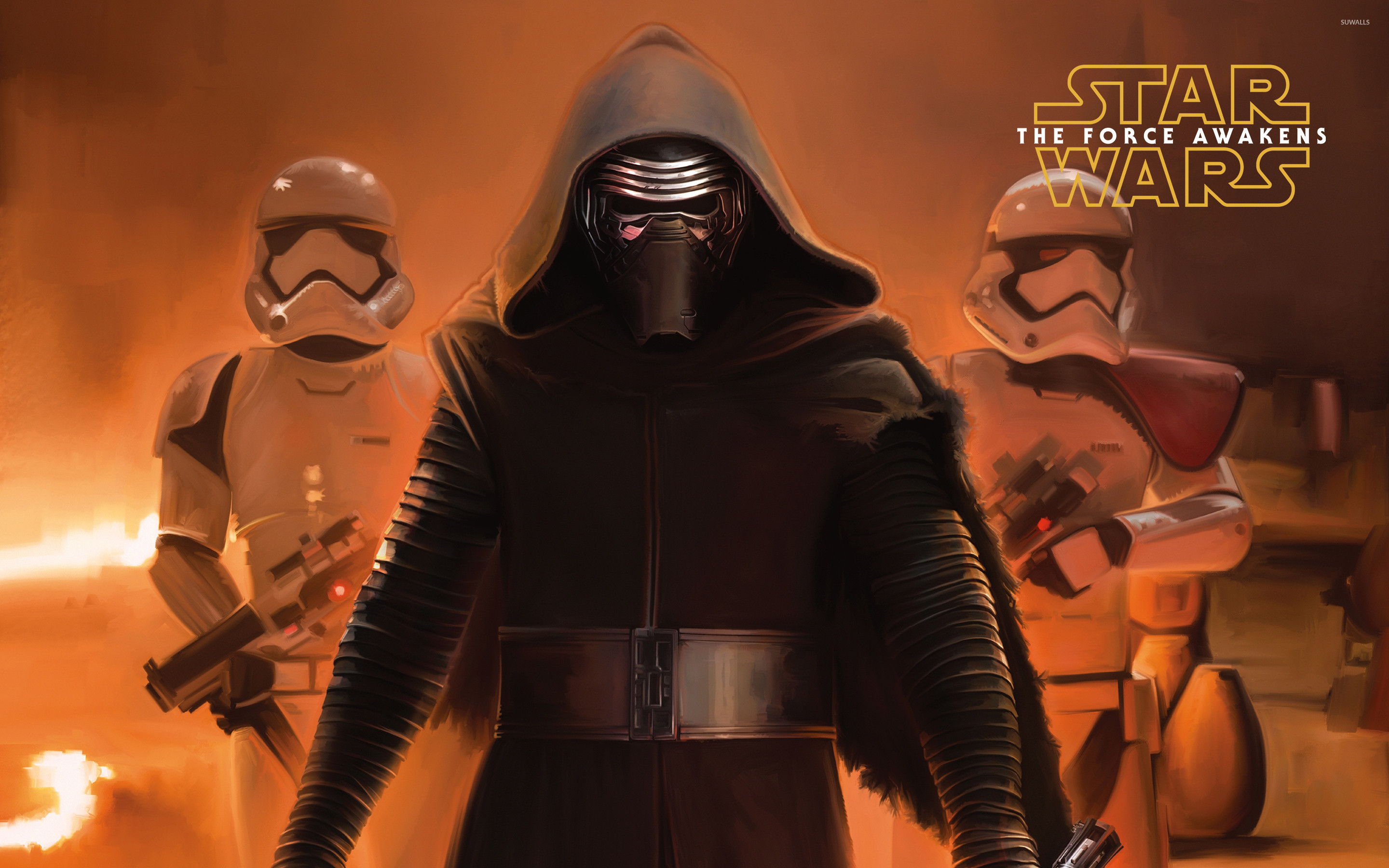 2880x1800 Kylo Ren and stormtroopers - Star Wars: The Force Awakens wallpaper