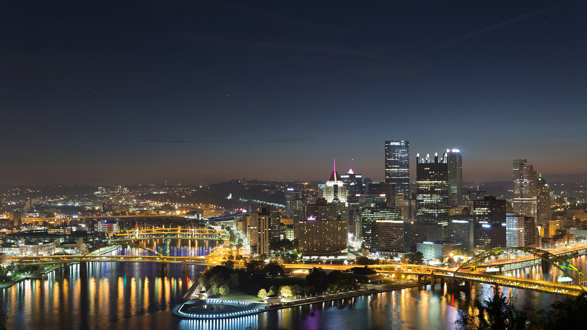 1920x1080 ... Pittsburgh city night skyline time lapse live wallpaper in 1080 HD  retina photography