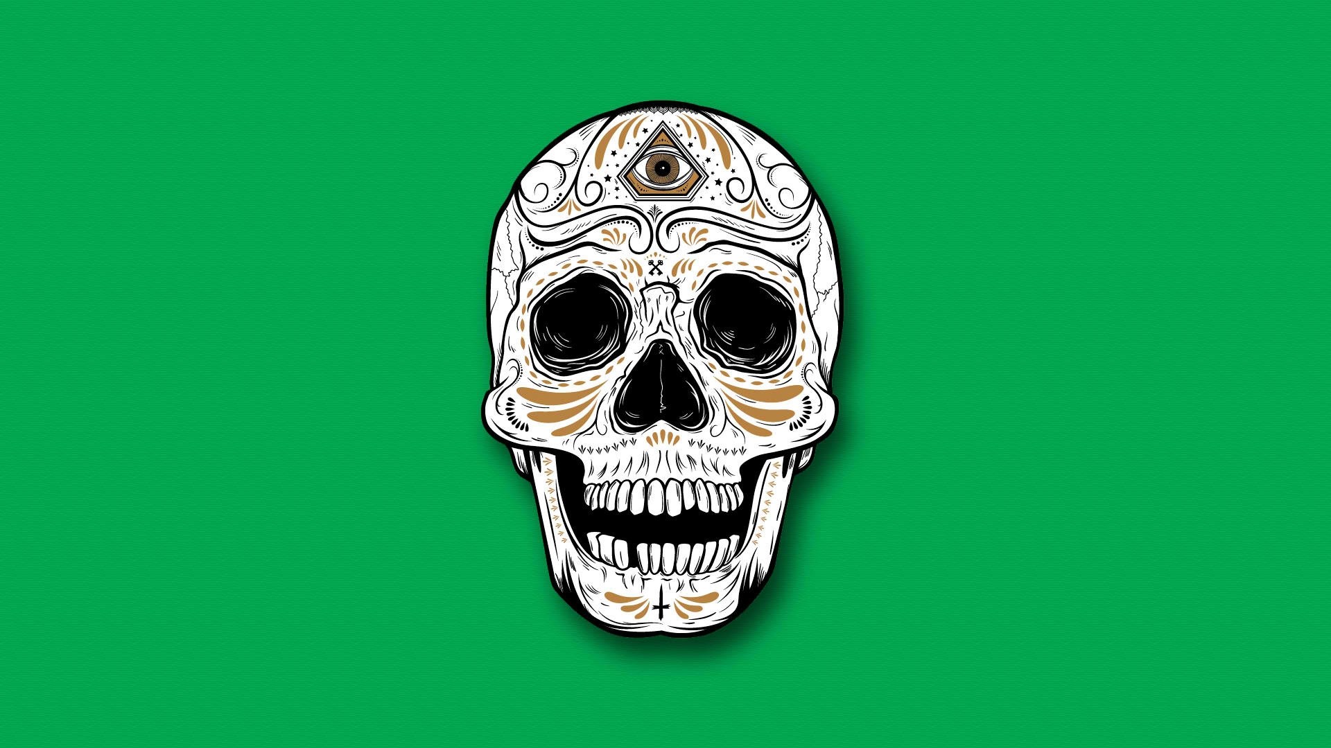 1920x1080 Gallery Store Day Of The Dead Sugar Skull Wallpaper Black Gold Fkpqy