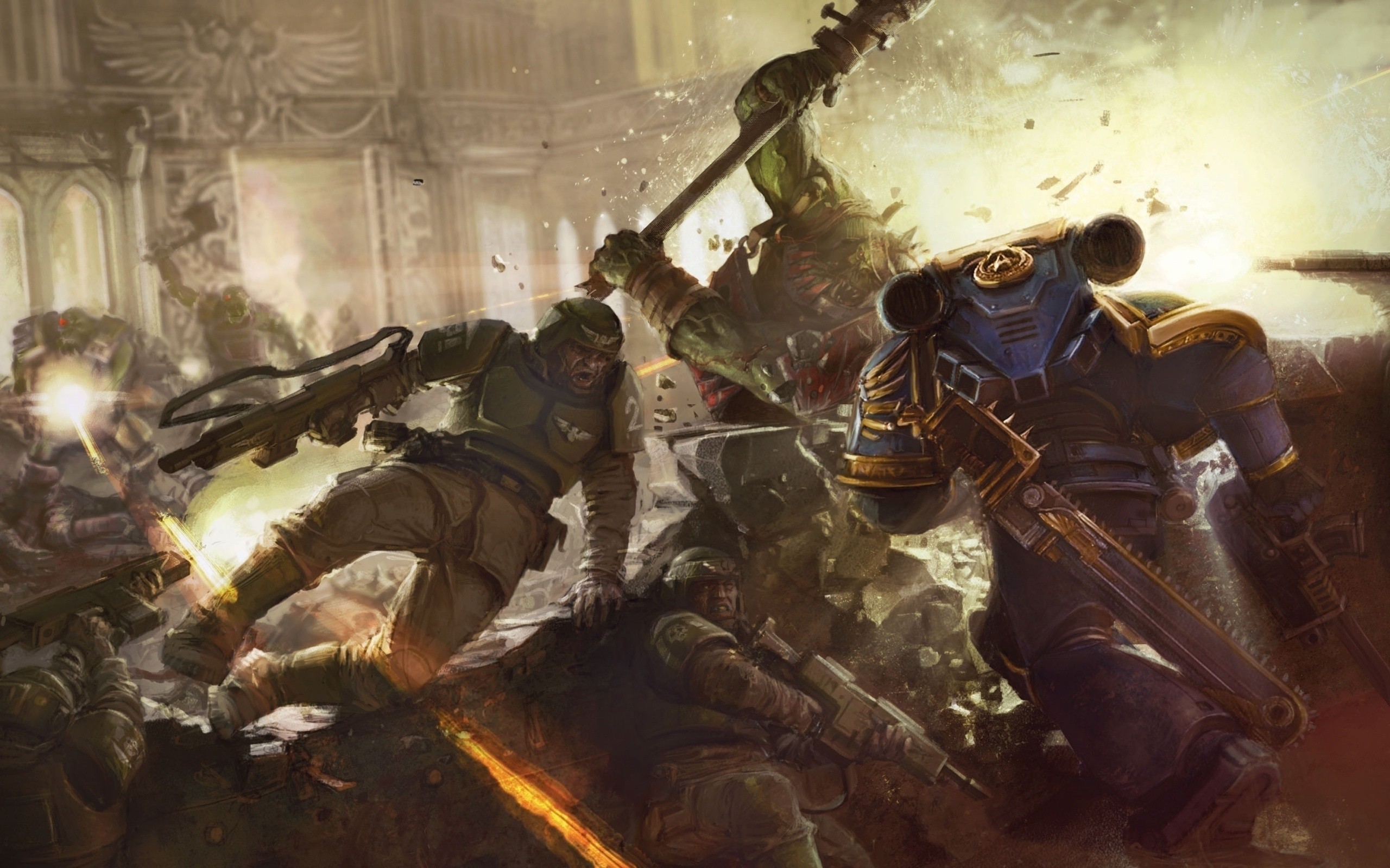 2560x1600 Space Marines And Imperial Guard Vs Orks wallpaper Â· Space MarineWarhammer  40000Sci ...