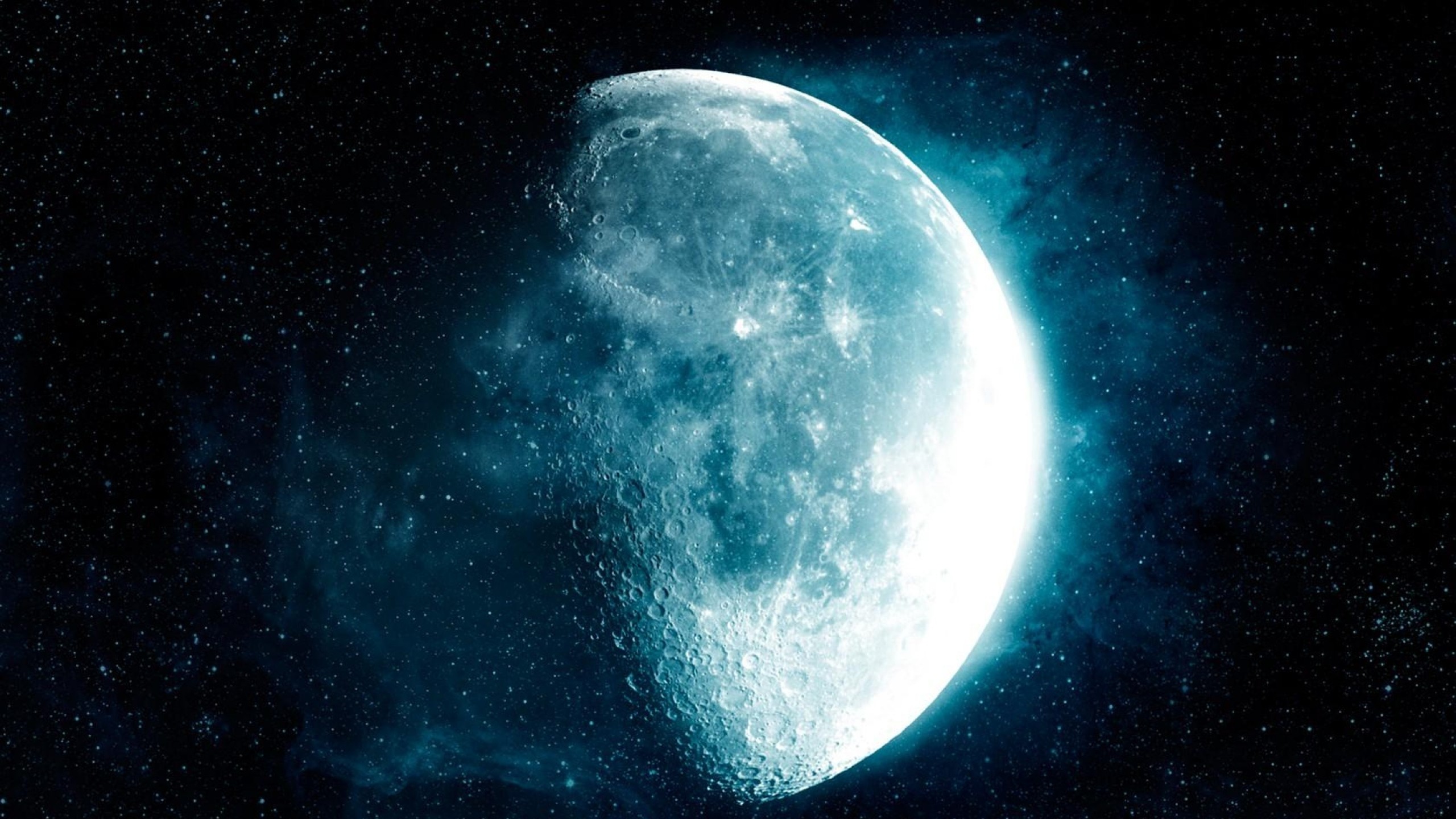 2560x1440  Wallpaper moon, stars, space, satellite