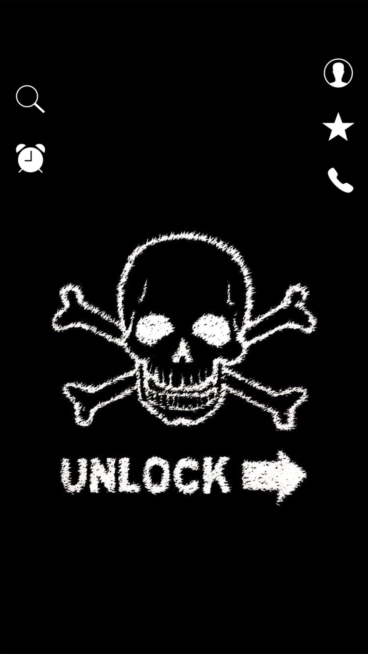 1500x2668 Lockscreens Art Creative Skull Crossbones Unlock Black