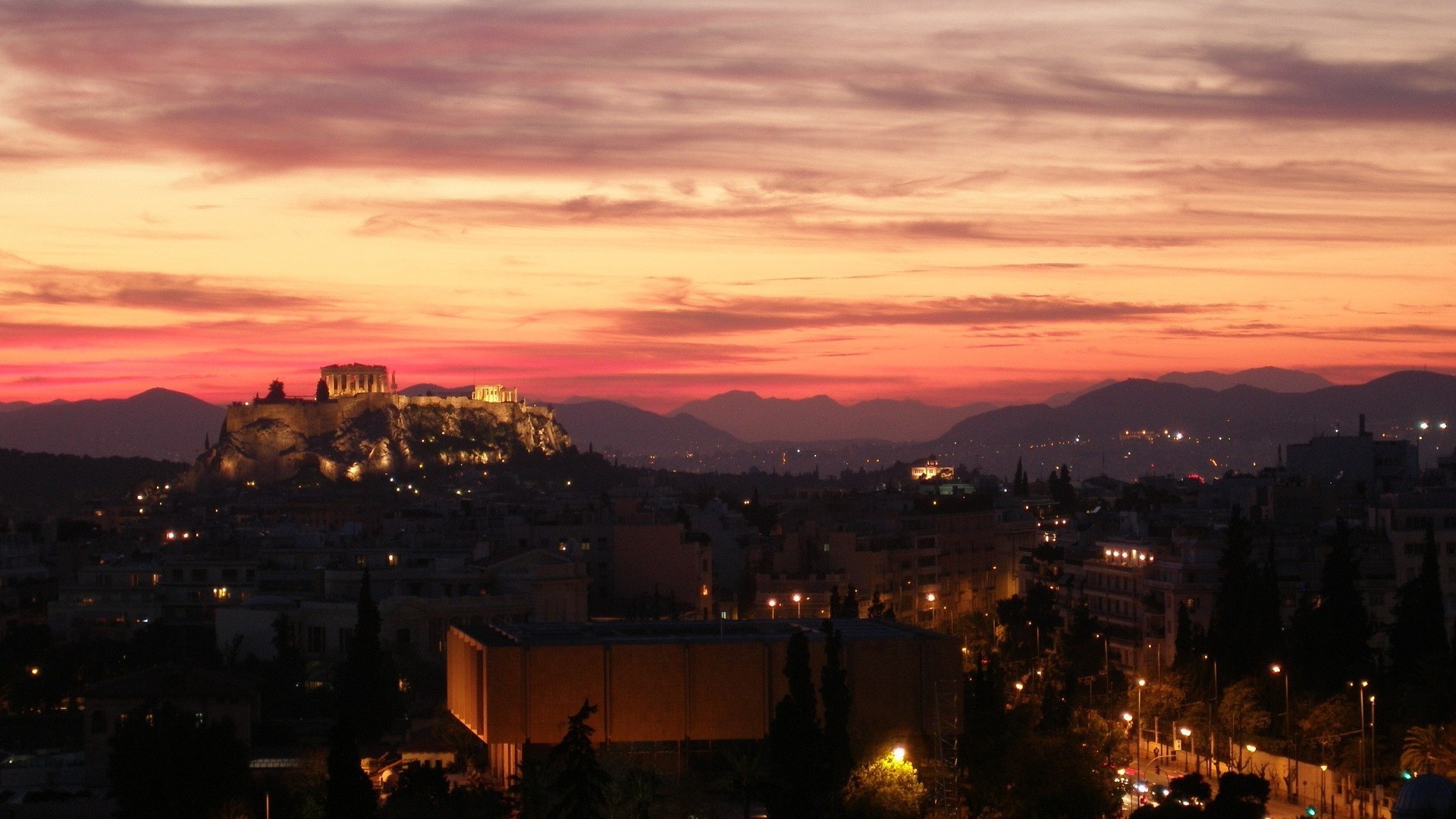 1920x1080 ... wallpapers pictures; ancient acropolis athens sunset greece hill ancient  city ruins ...